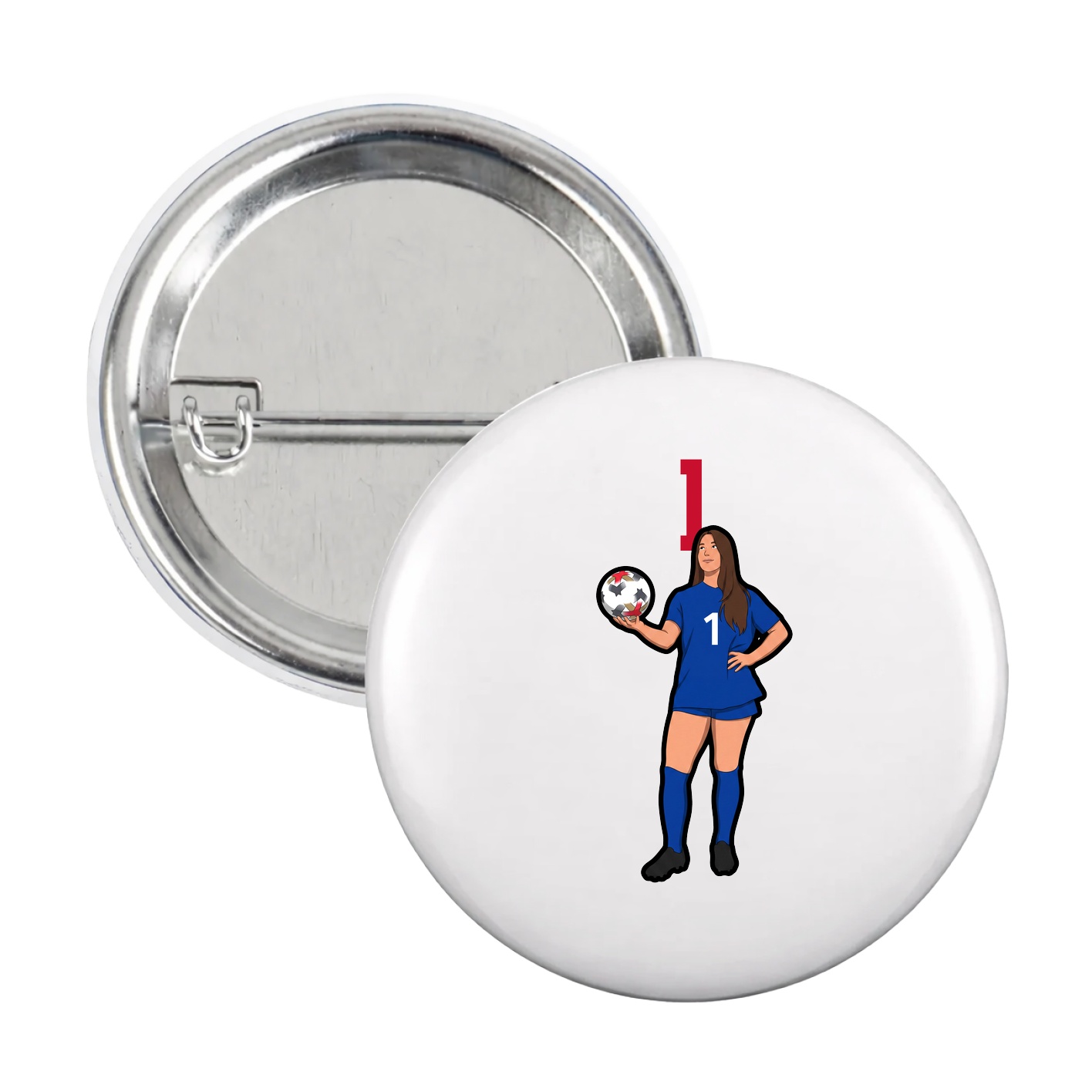 Game Day Button — Number Top in White