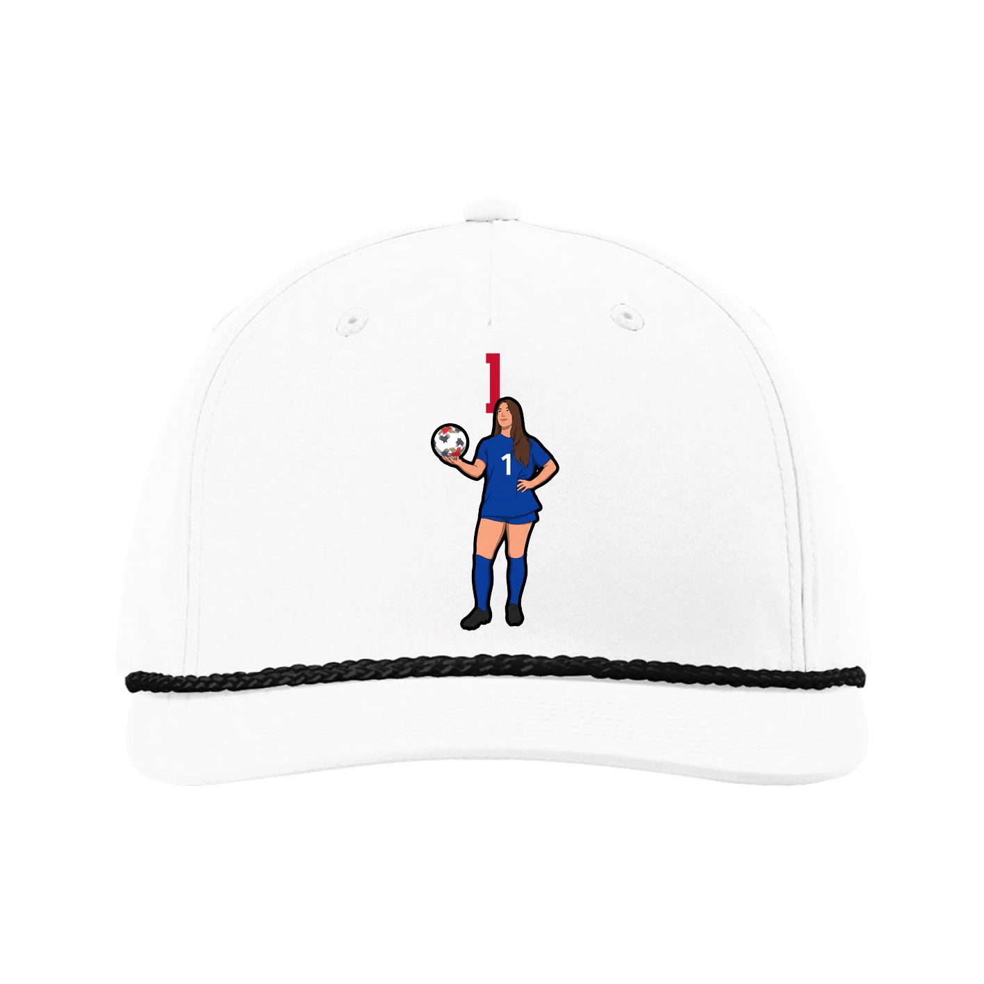 Five-Panel Classic Rope Cap — Number Top in White