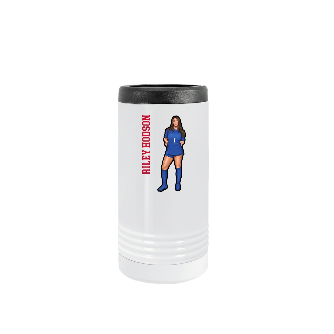 Slim Beverage Holder — Name Vertical in White