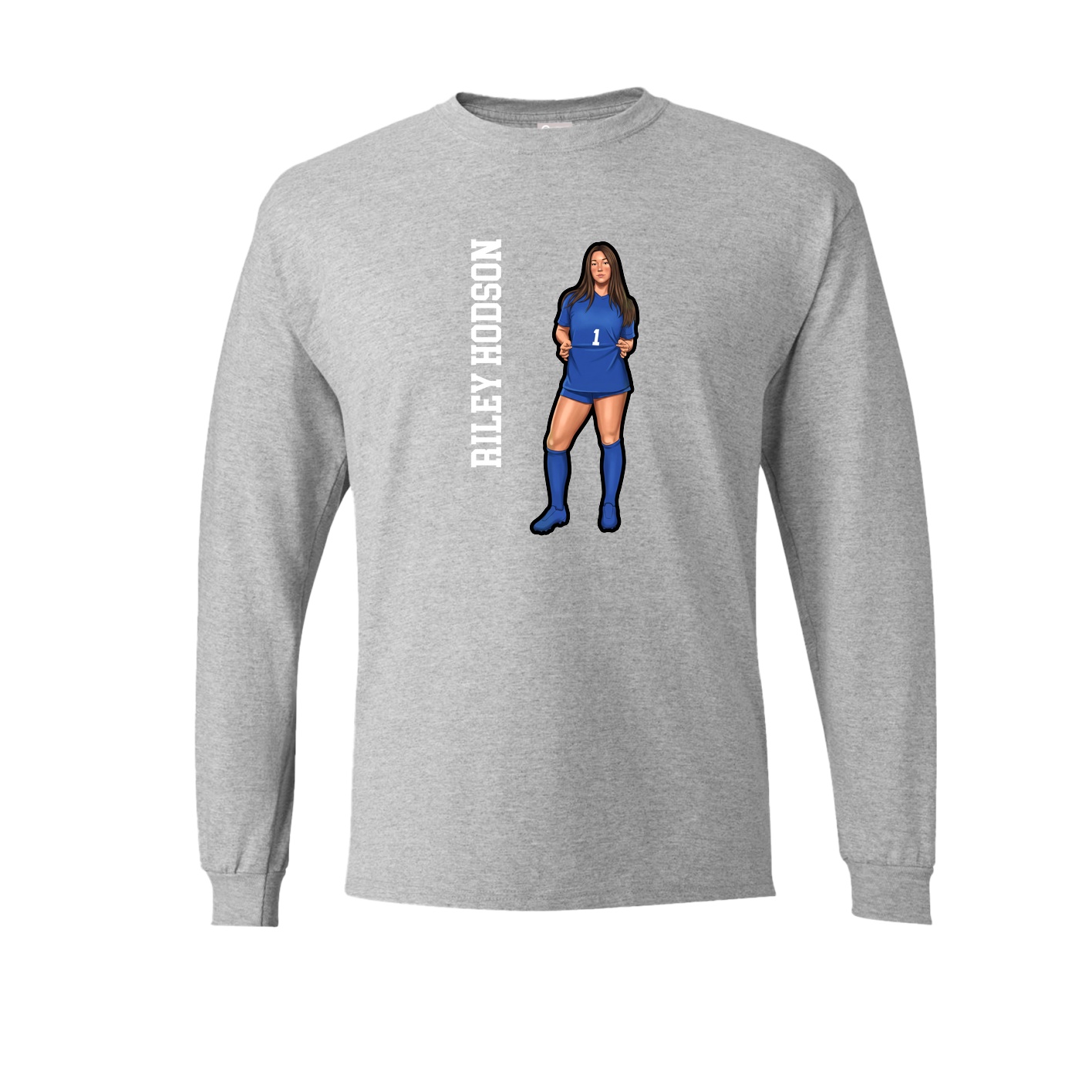 Long Sleeve Tee — Name Vertical in Grey