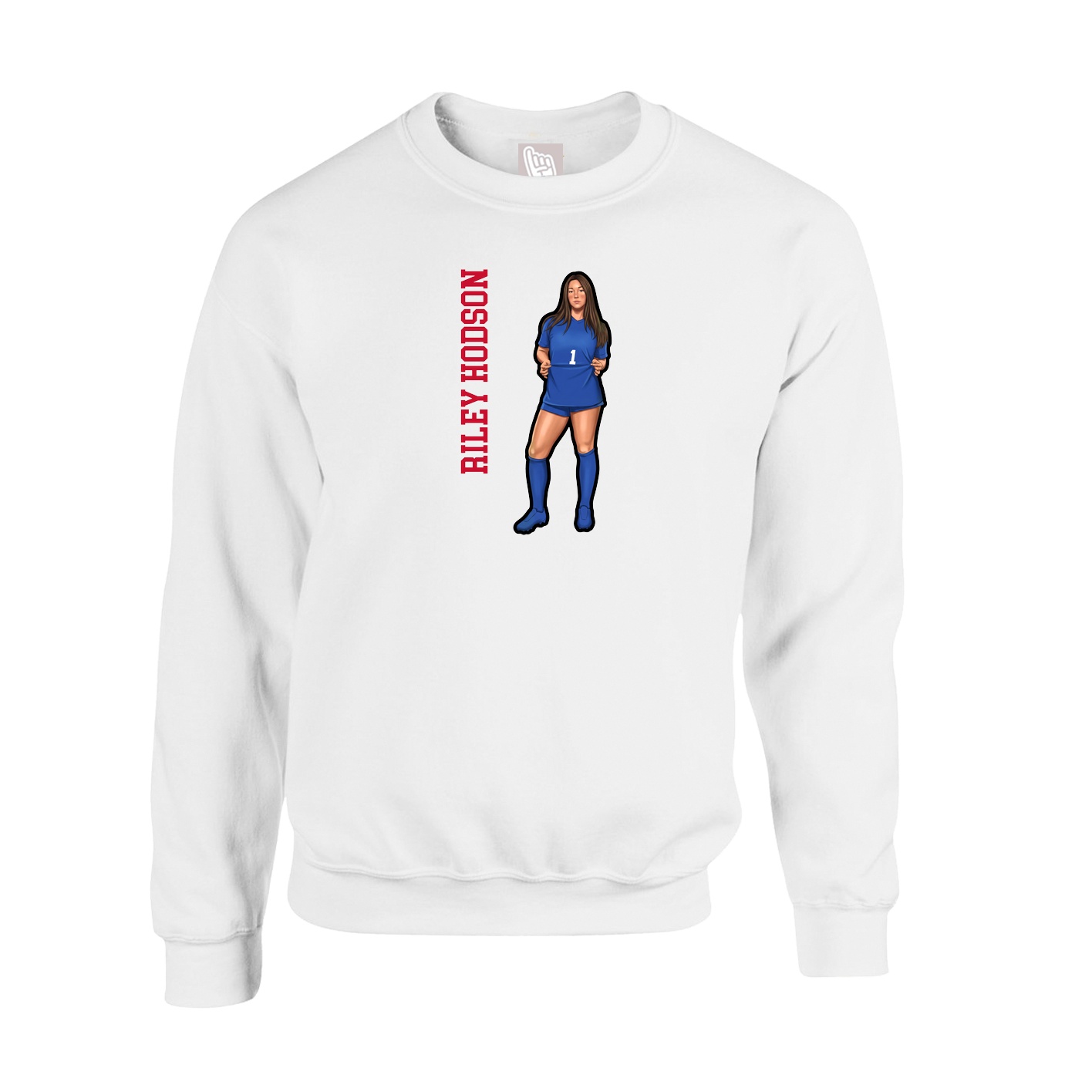 Fleece Crew — Name Vertical in White