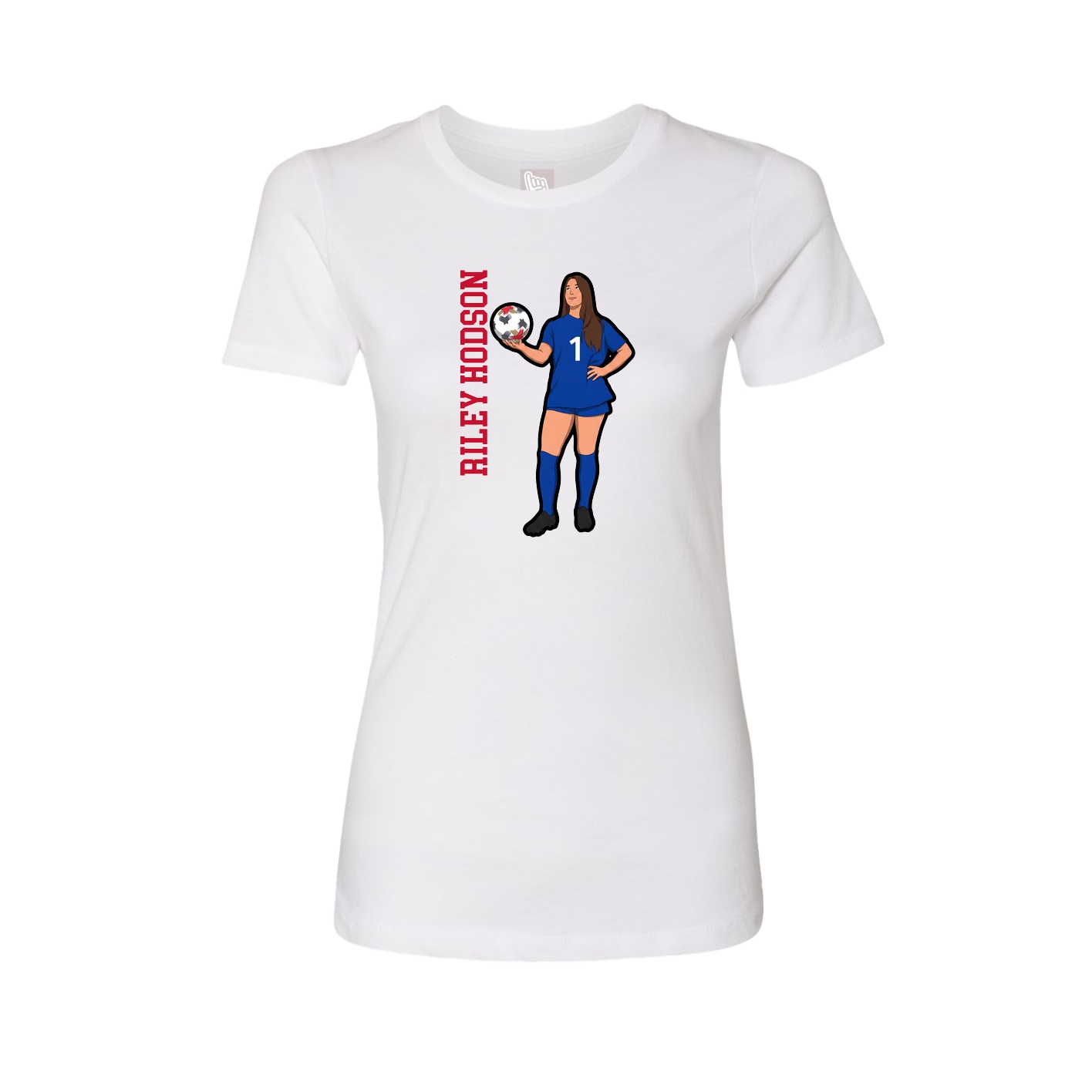 Fitted Women's Tee — Name Vertical in White