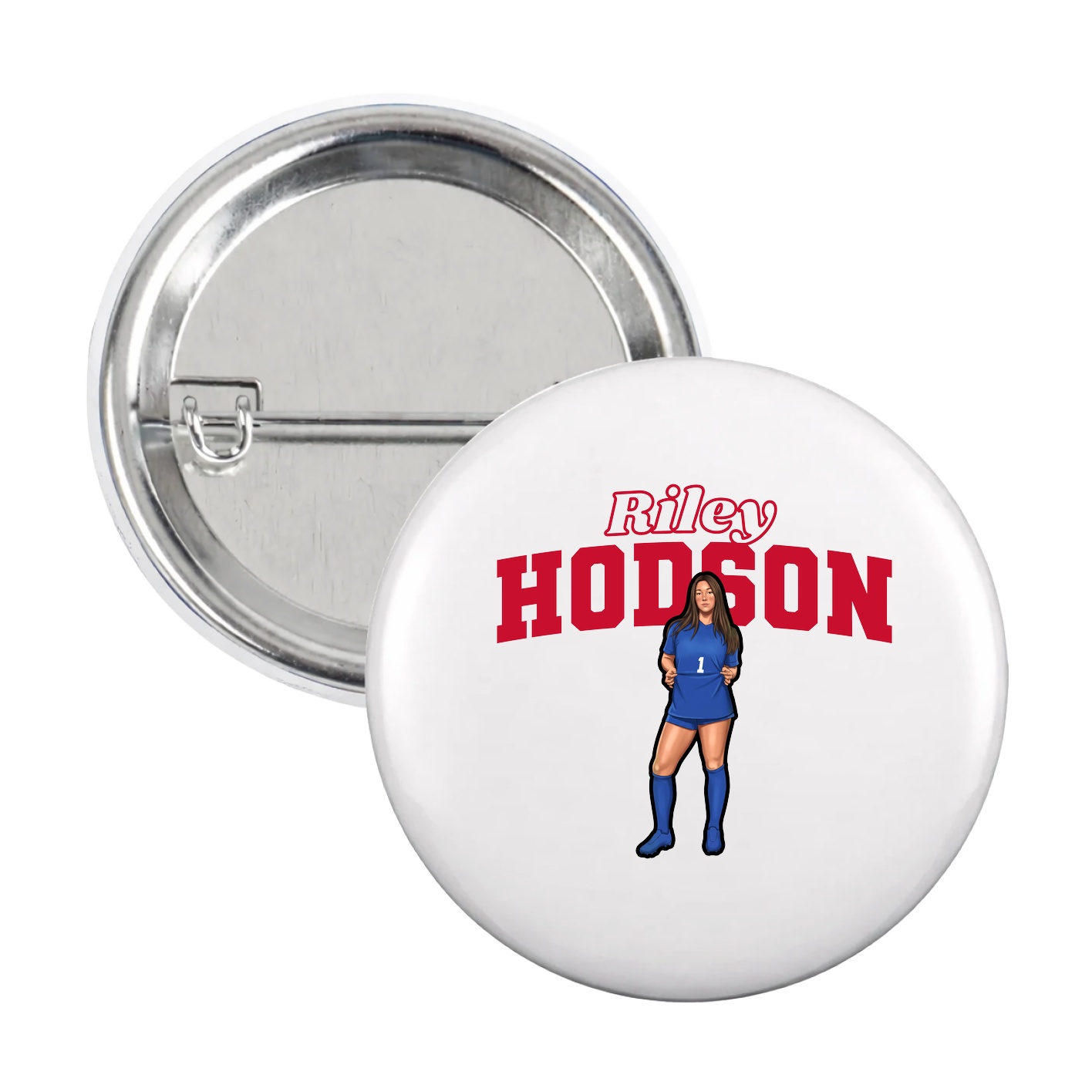 Game Day Button — Name Arch in White
