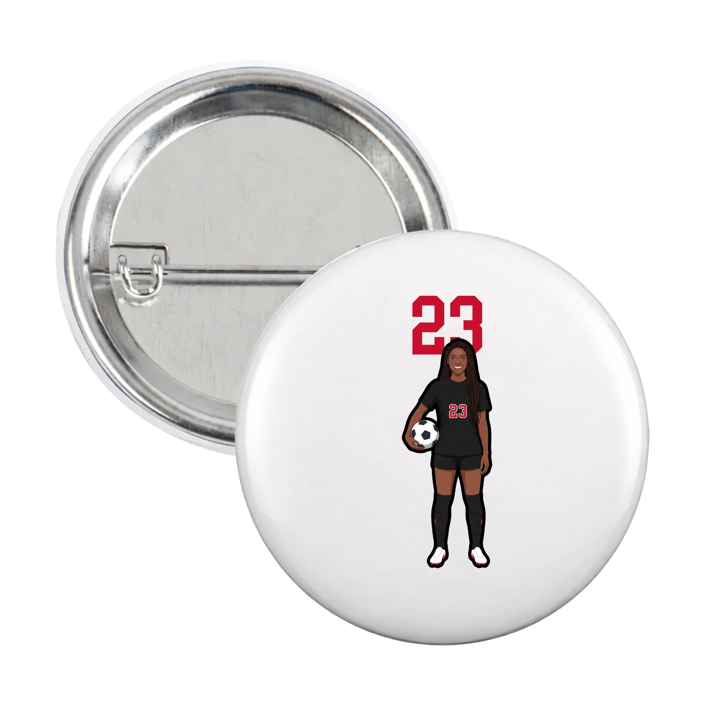 Game Day Button — Number Top in White