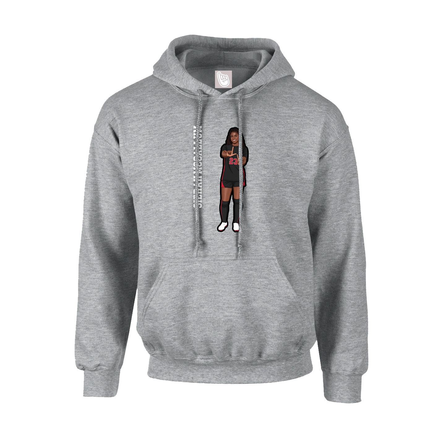 Youth Hoodie — Name Vertical in Grey