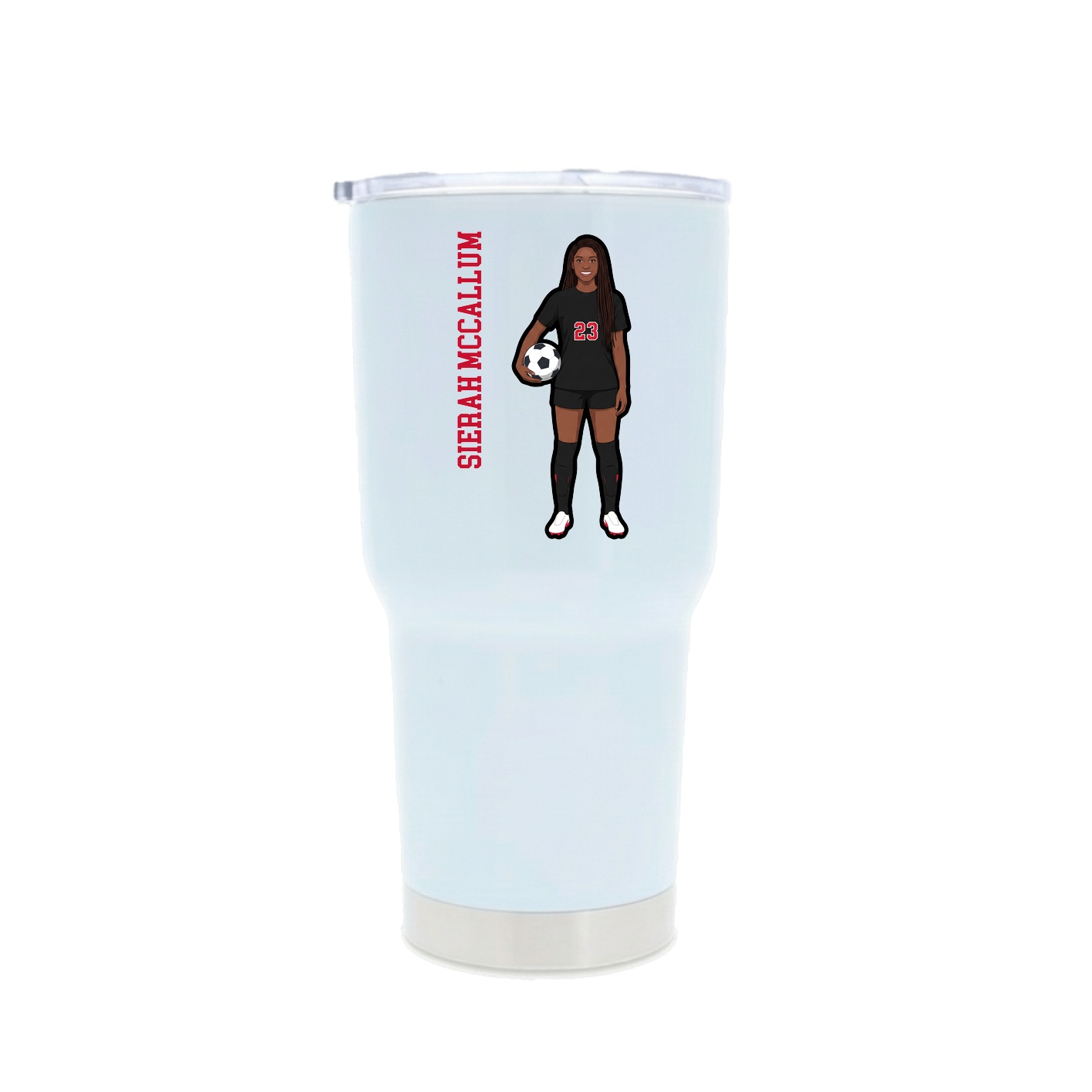 30oz Stainless Steel Tumbler — Name Vertical in White