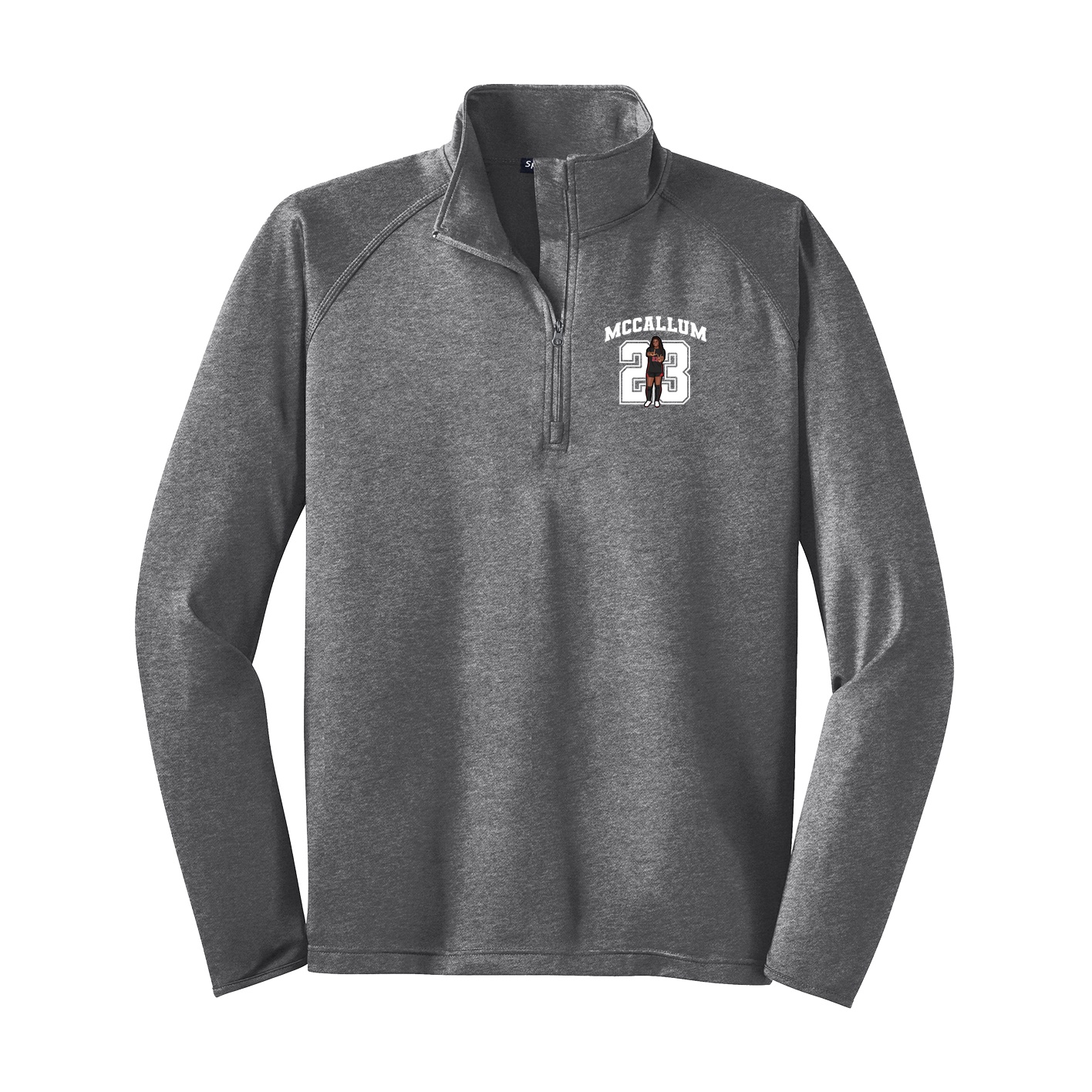 Q-Zip Pullover — Number in Grey