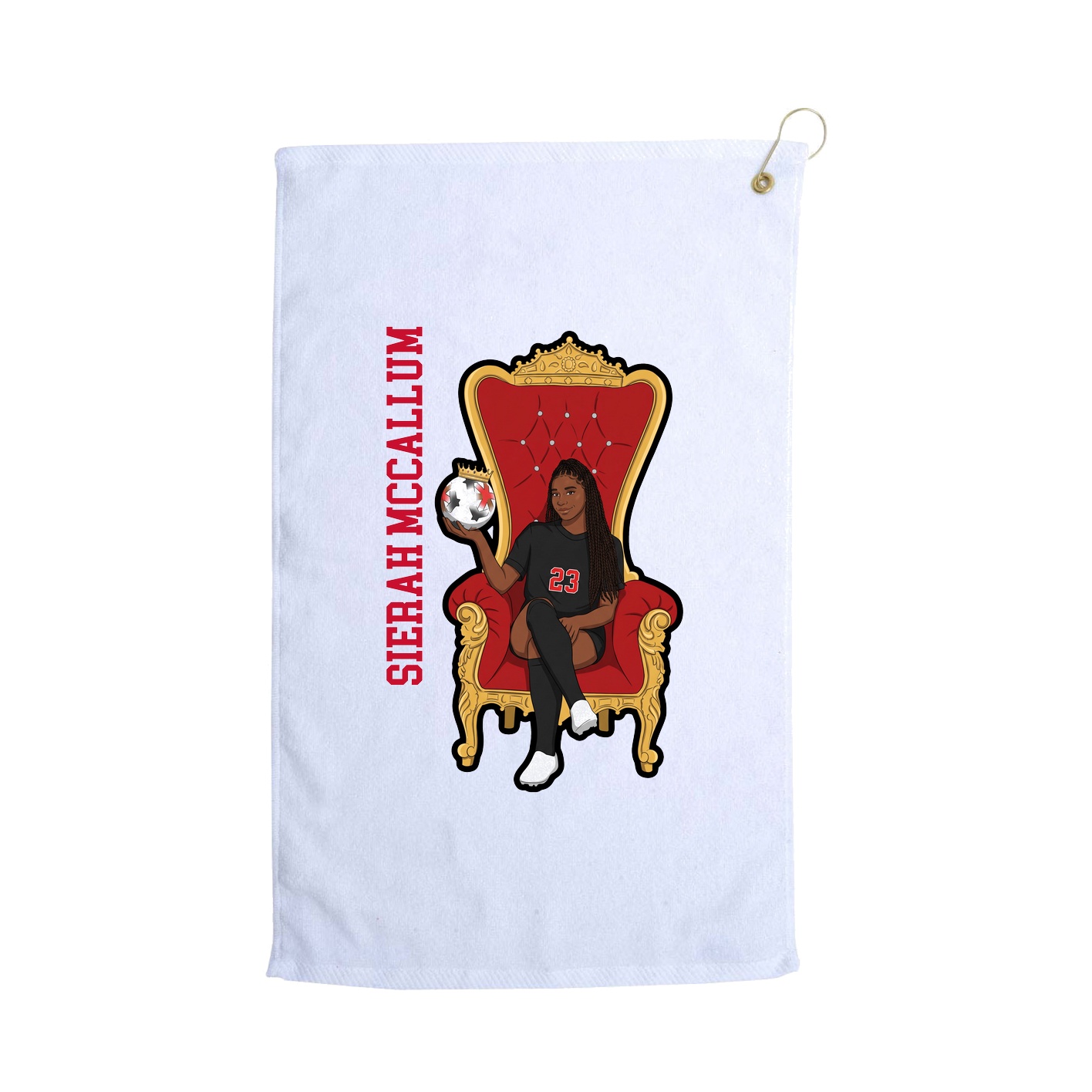 Golf Towel — Name Vertical in White