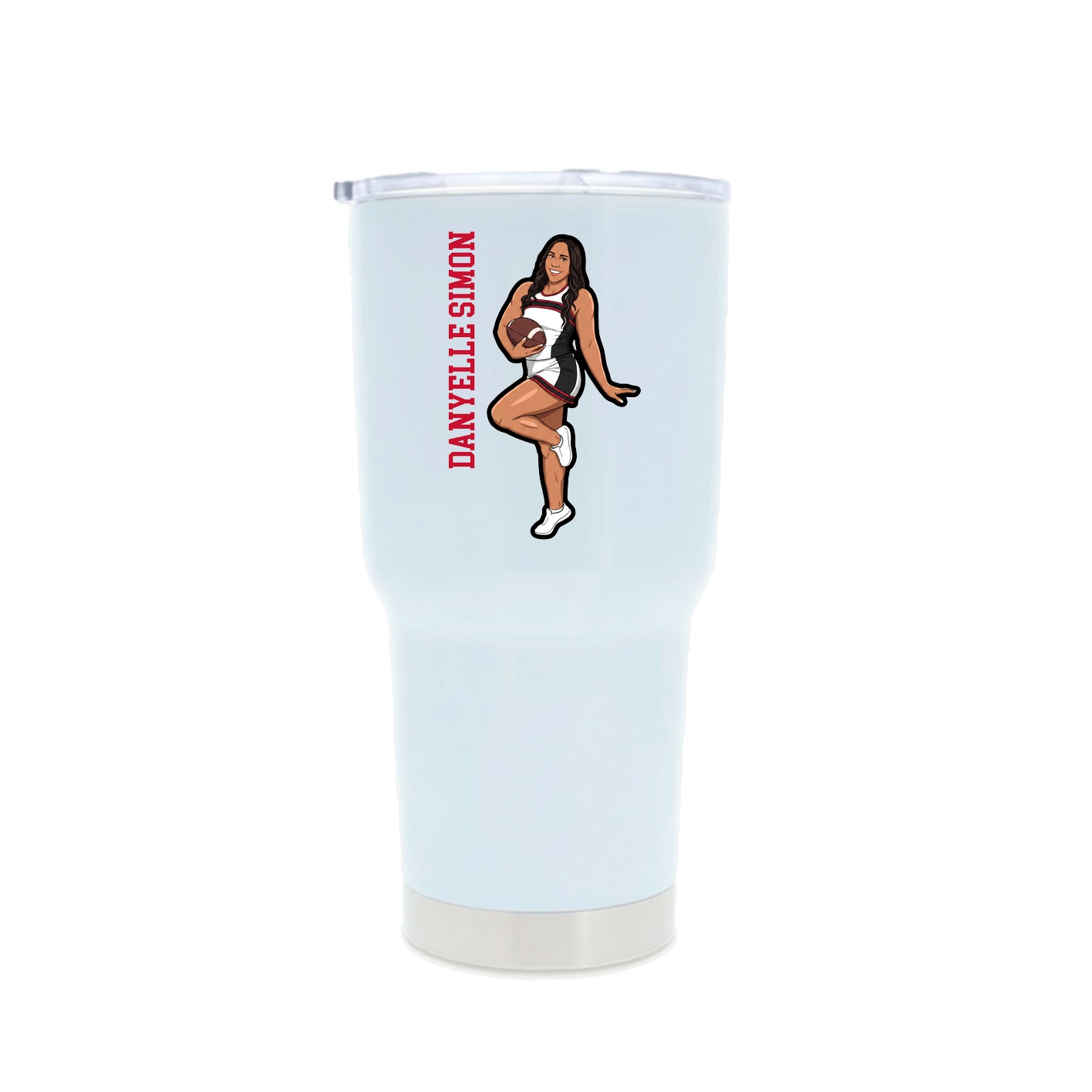 30oz Stainless Steel Tumbler — Name Vertical in White
