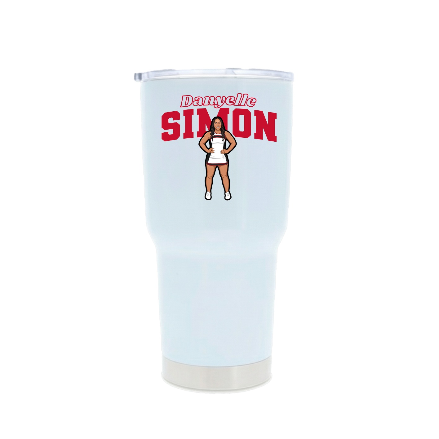 30oz Stainless Steel Tumbler — Name Arch in White