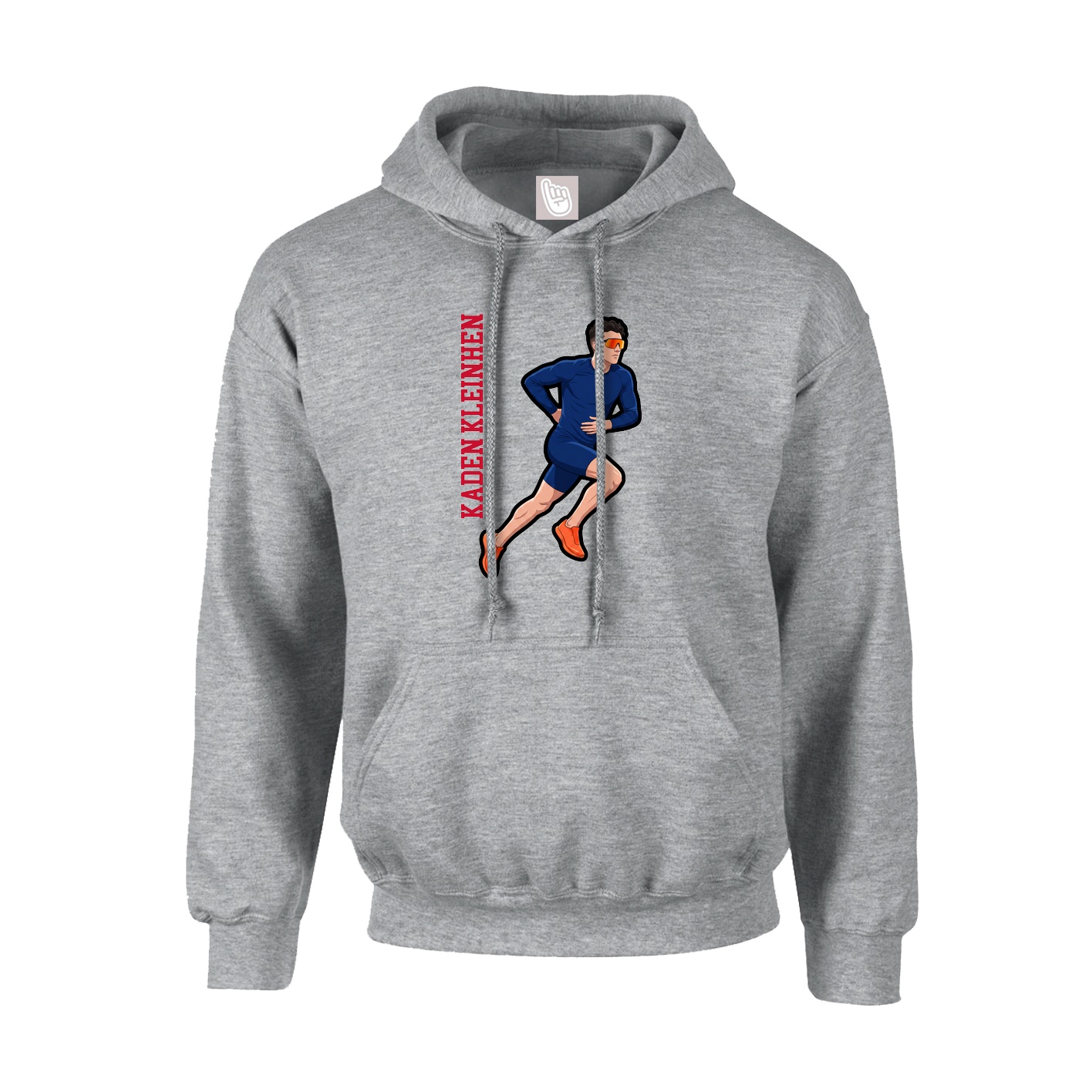 Youth Hoodie — Name Vertical in Grey