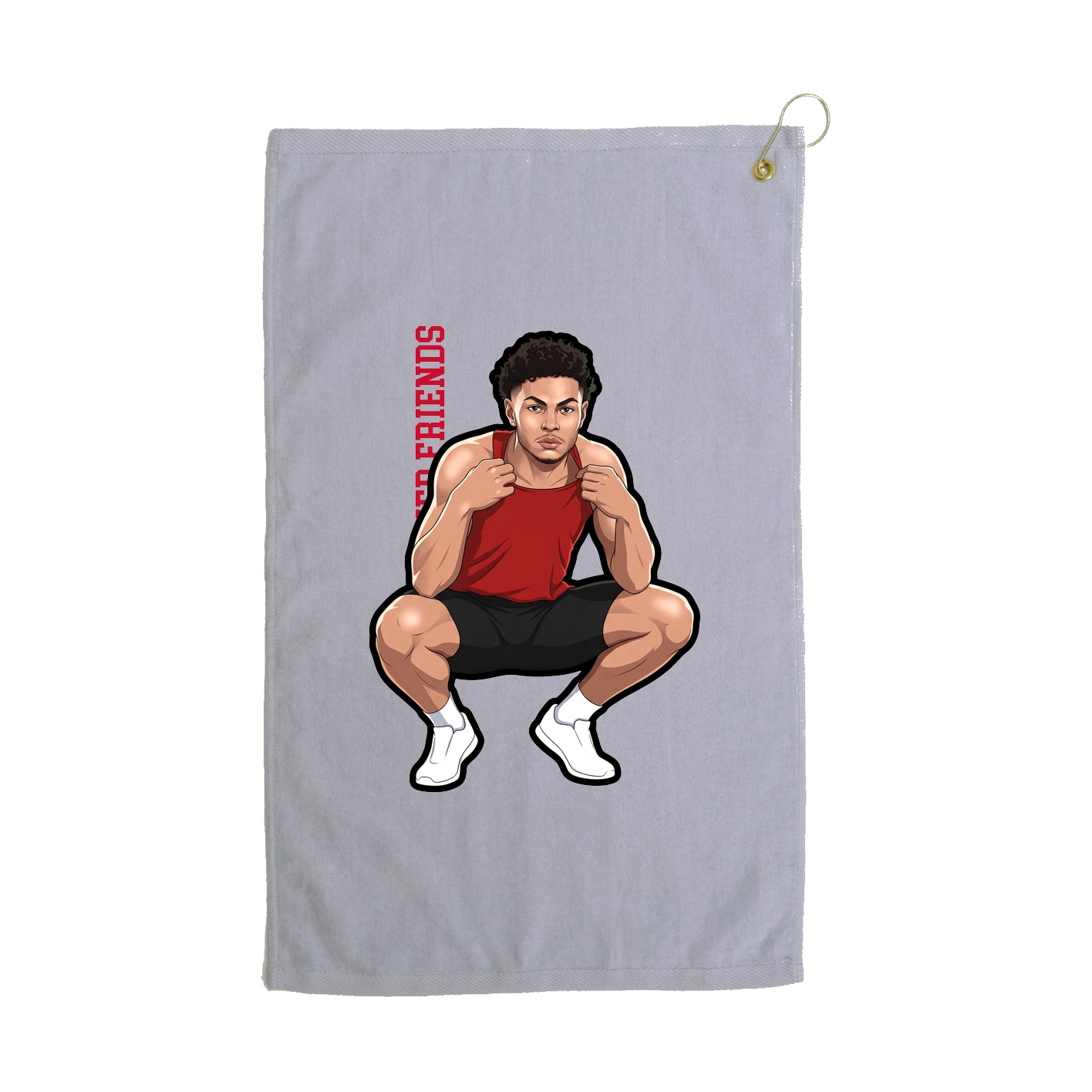 Golf Towel — Name Vertical in Grey