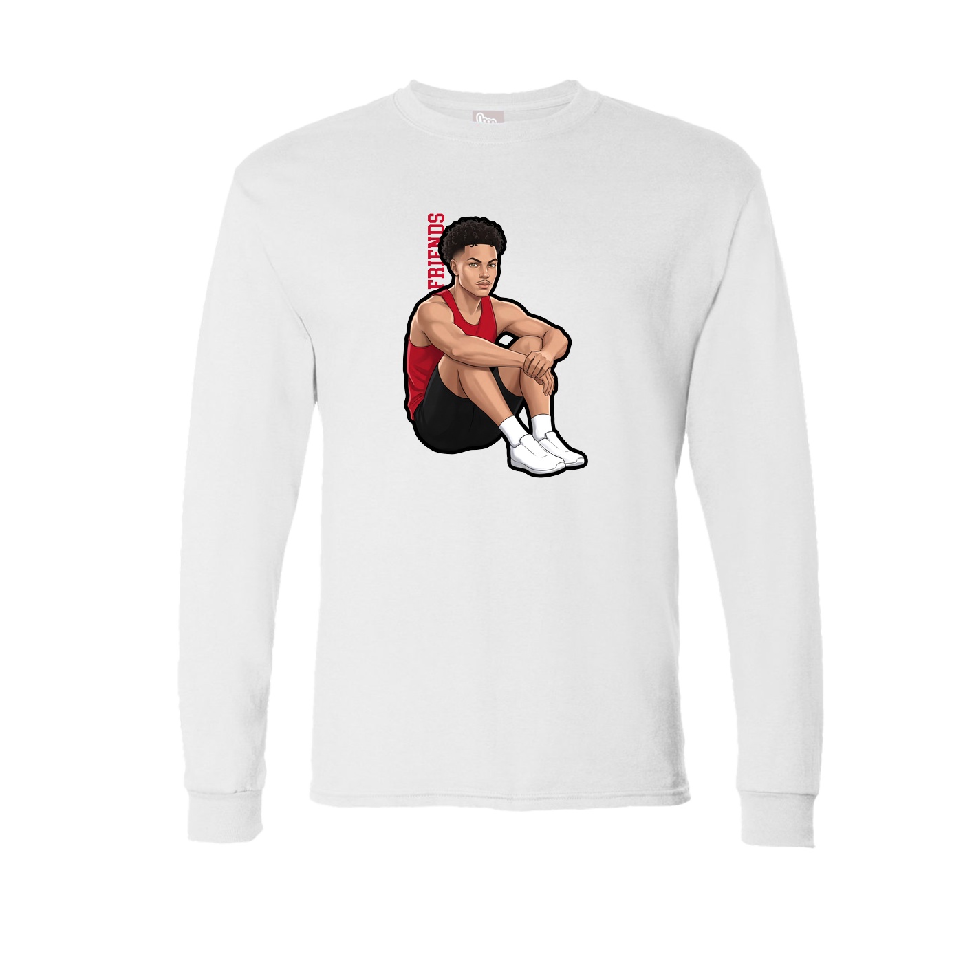 Long Sleeve Tee — Name Vertical in White