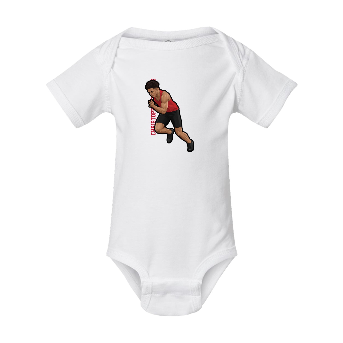 Baby Onesie — Name Vertical in White
