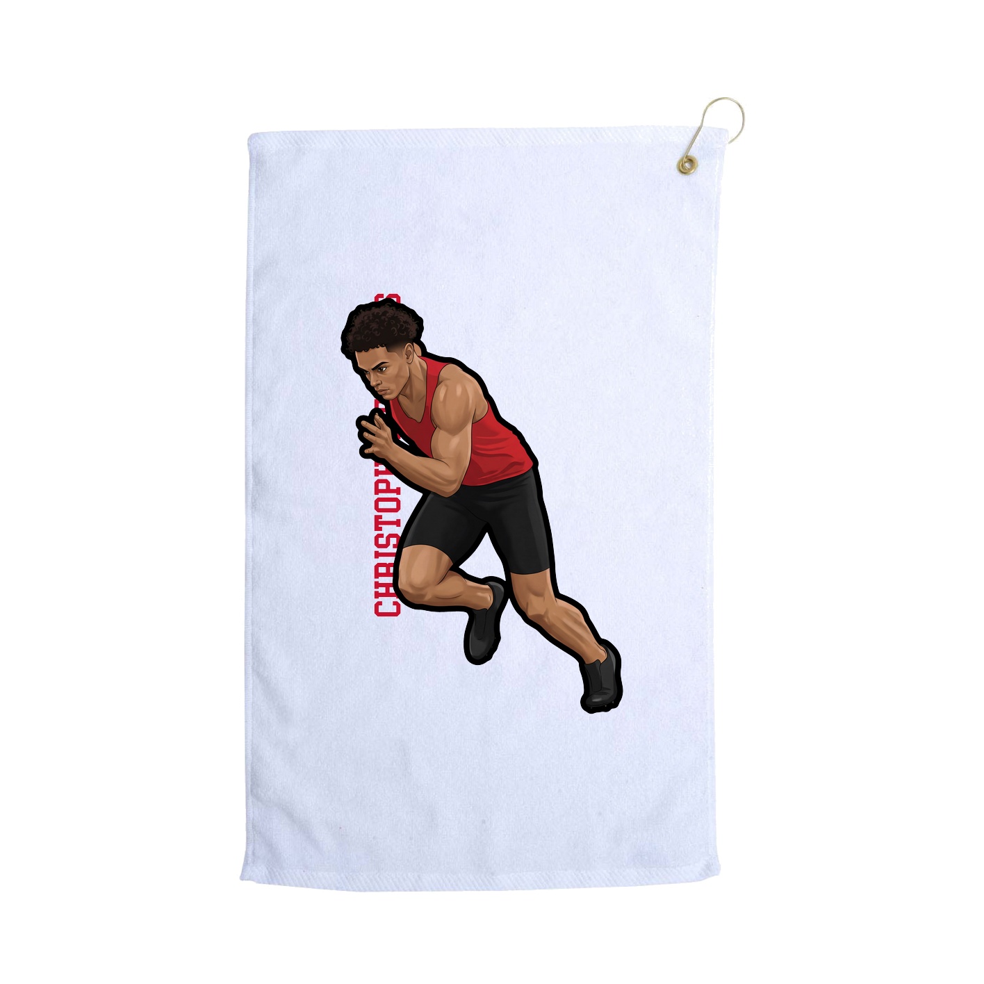 Golf Towel — Name Vertical in White