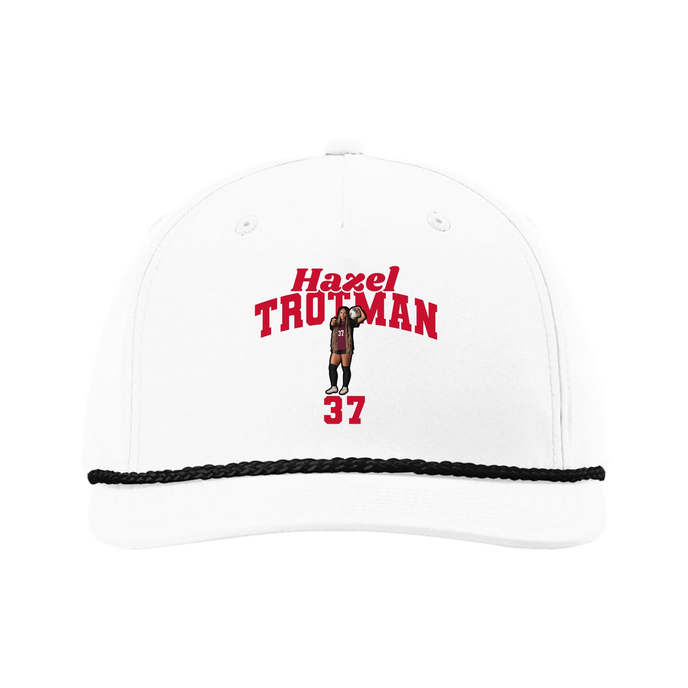 Five-Panel Classic Rope Cap — Signature Arch in White
