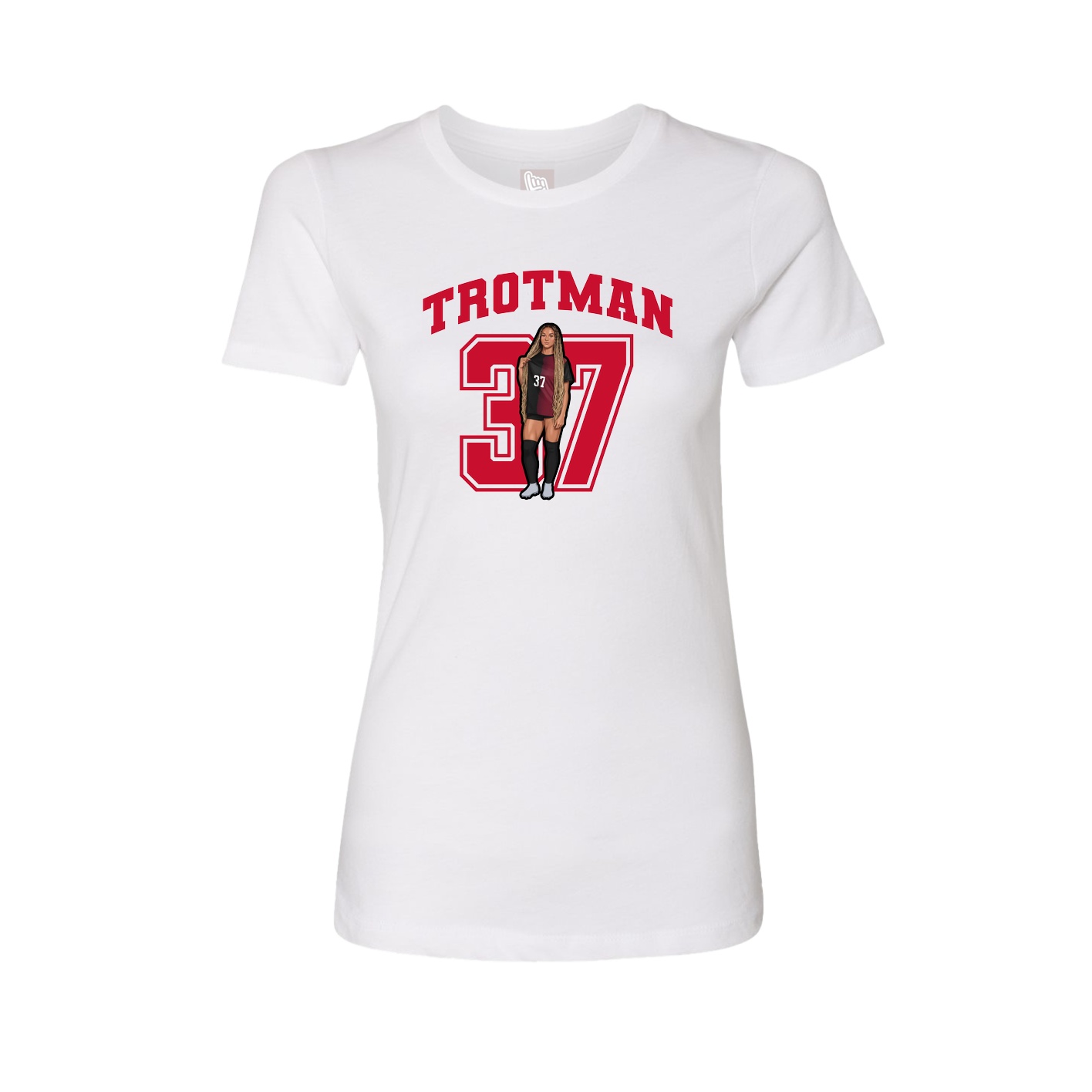 Fitted Women's Tee — Number in White