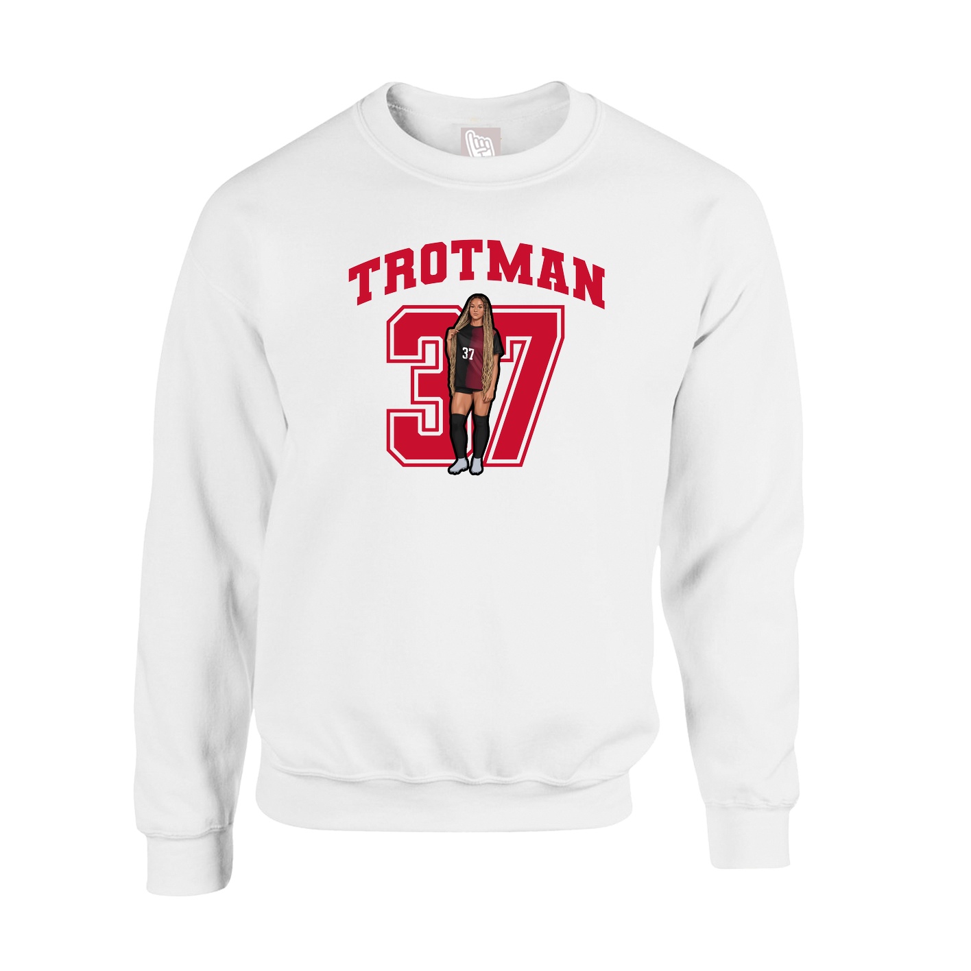 Fleece Crew — Number in White