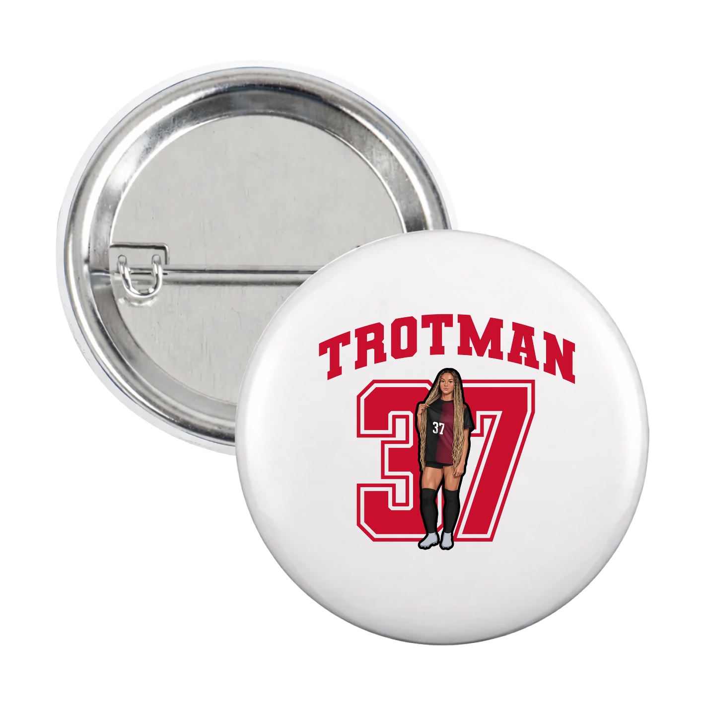Game Day Button — Number in White