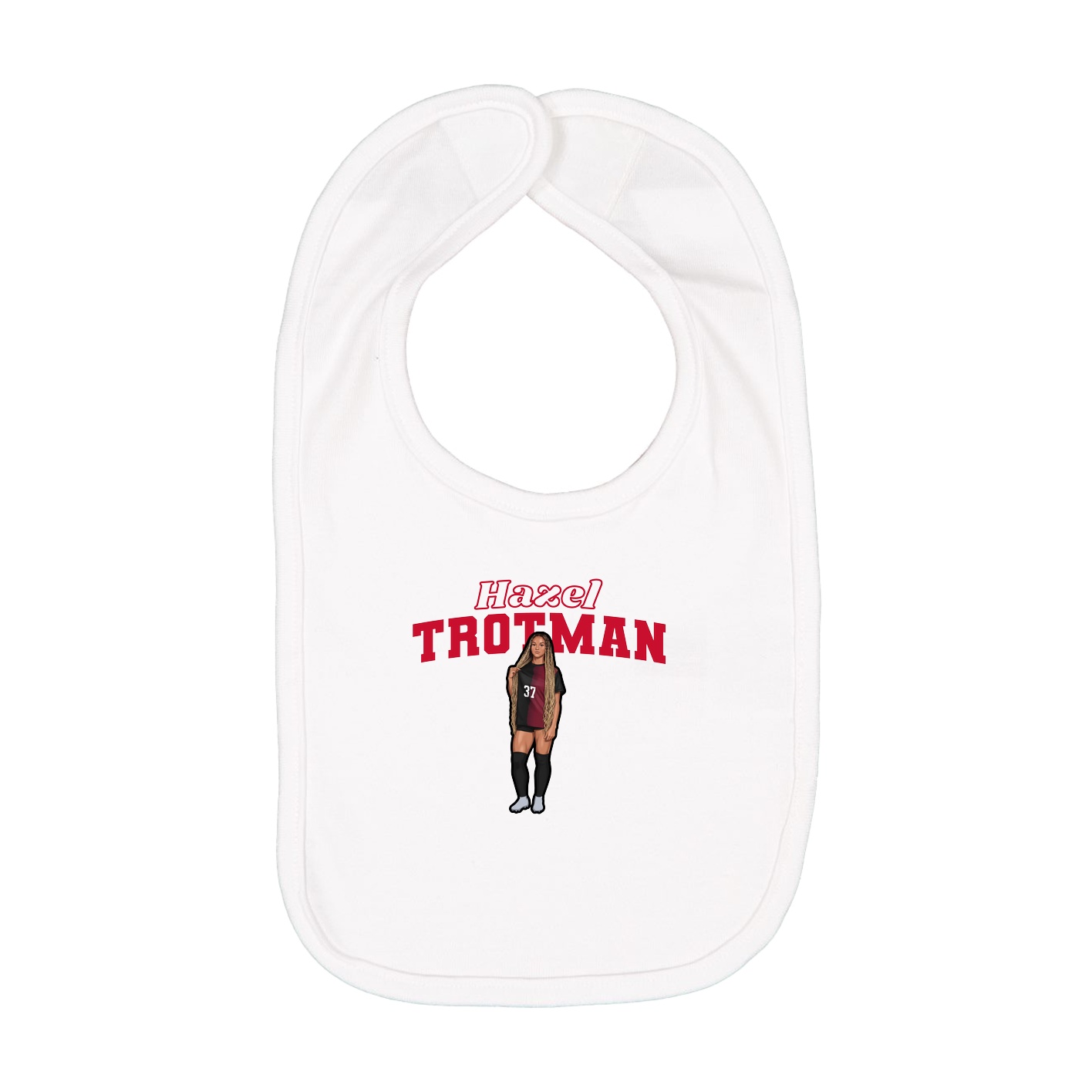 Infant Bib — Name Arch in White