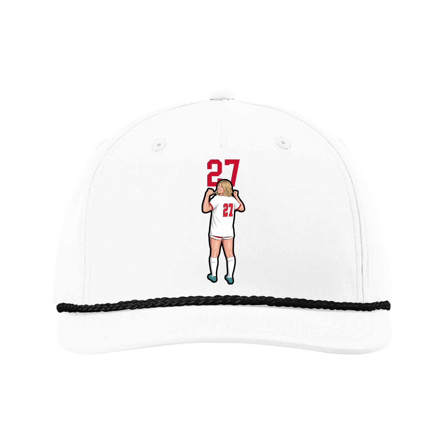 Five-Panel Classic Rope Cap — Number Top in White
