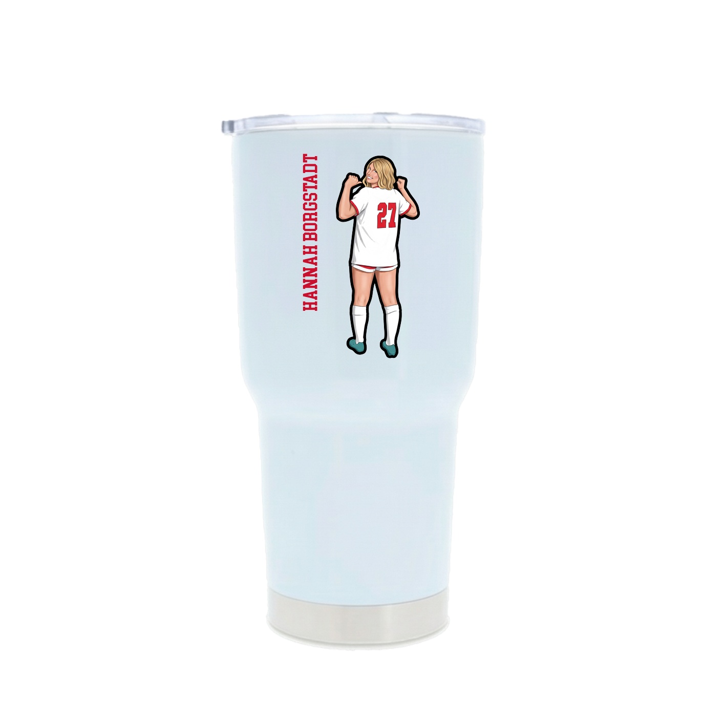 30oz Stainless Steel Tumbler — Name Vertical in White