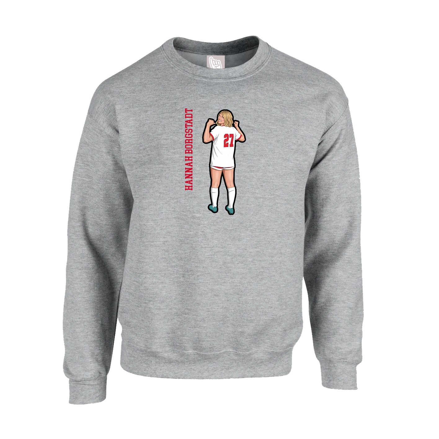 Fleece Crew — Name Vertical in Grey