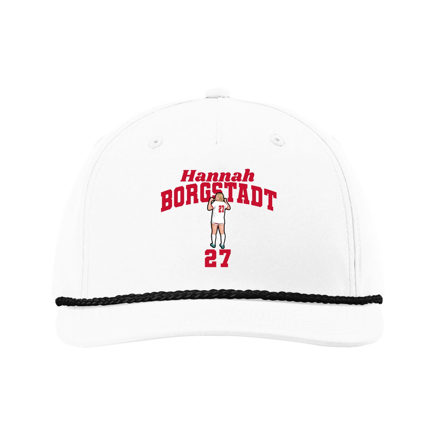 Five-Panel Classic Rope Cap — Signature Arch in White
