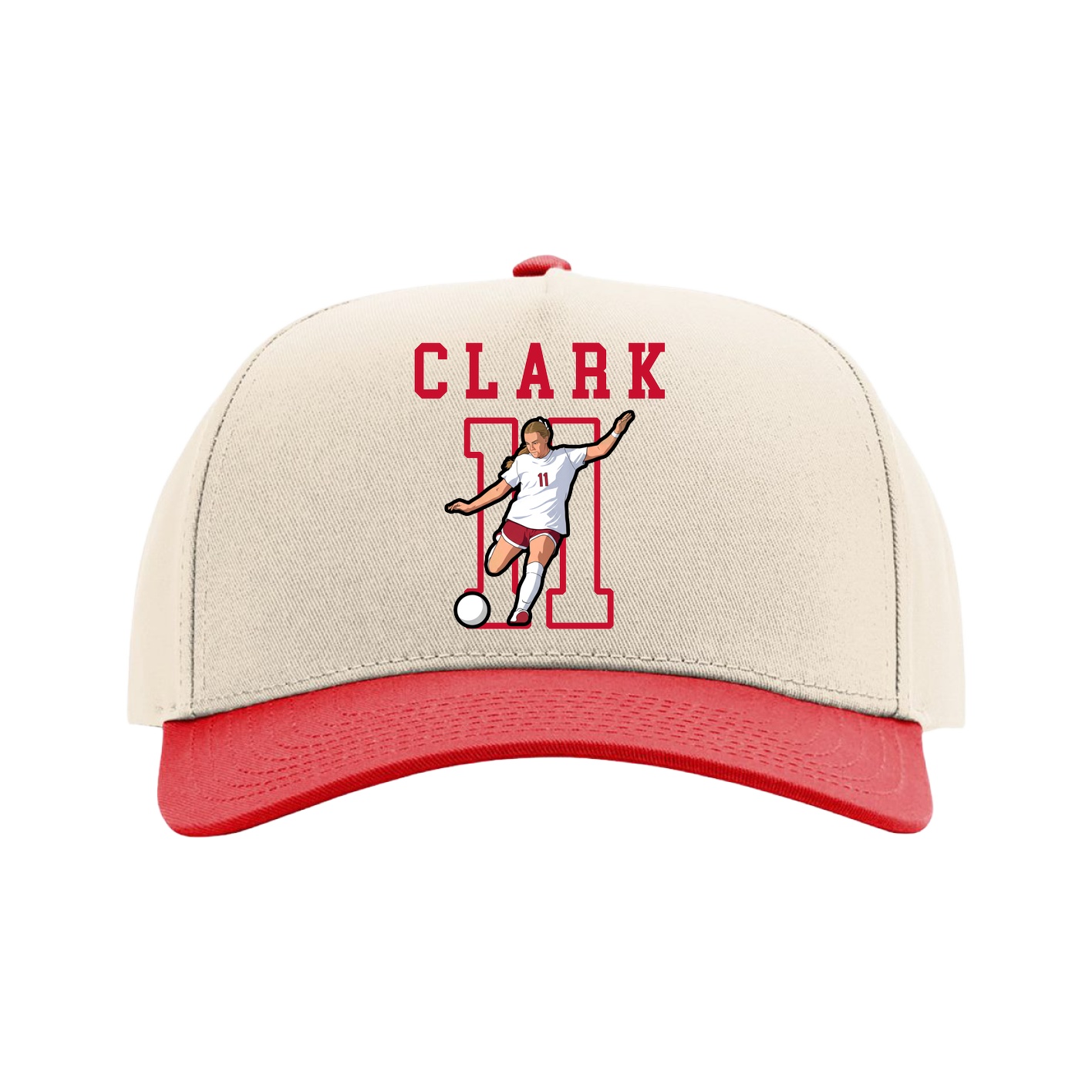 Full Fabric Five-Panel Champ Cap — Shirsey in Cream/Red