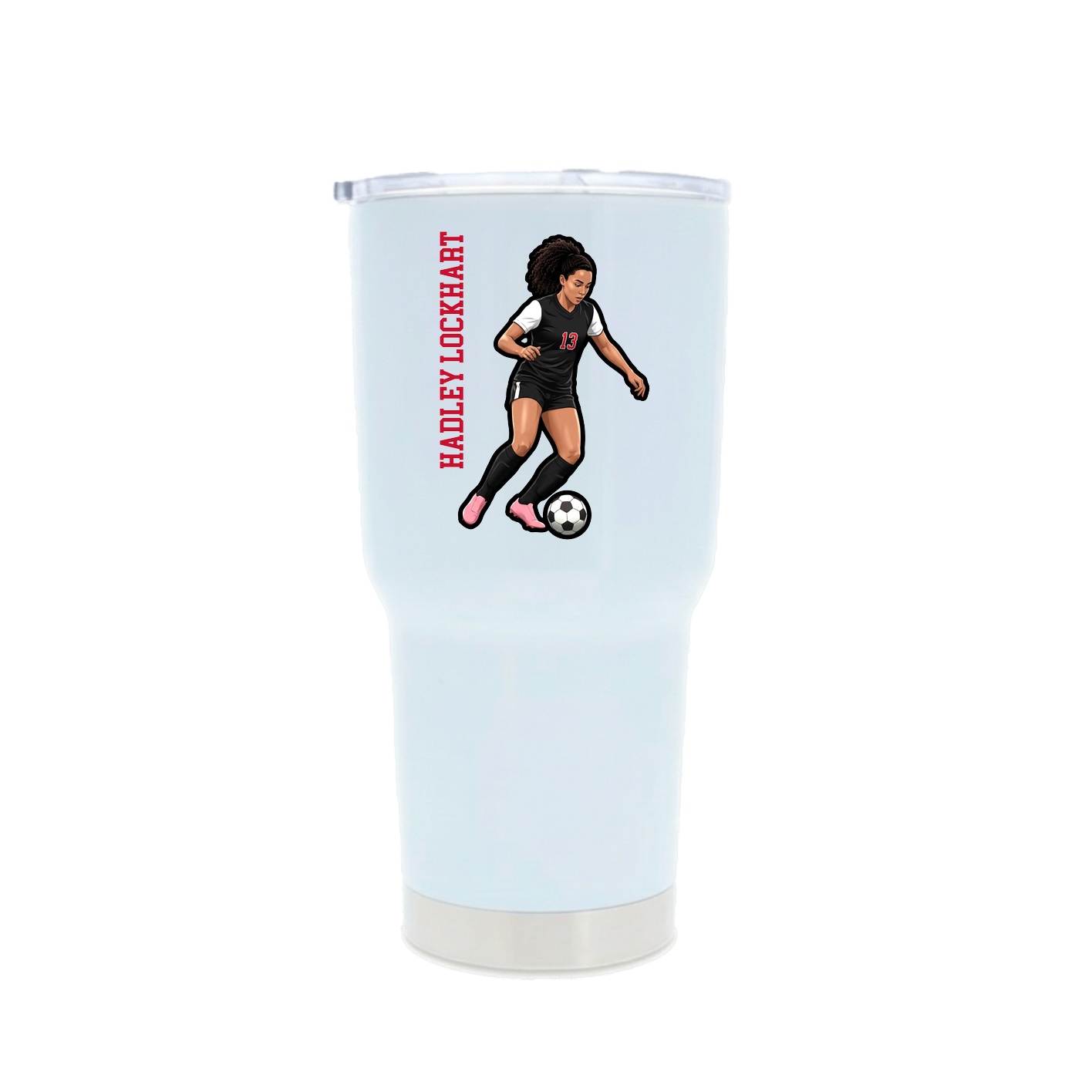 30oz Stainless Steel Tumbler — Name Vertical in White