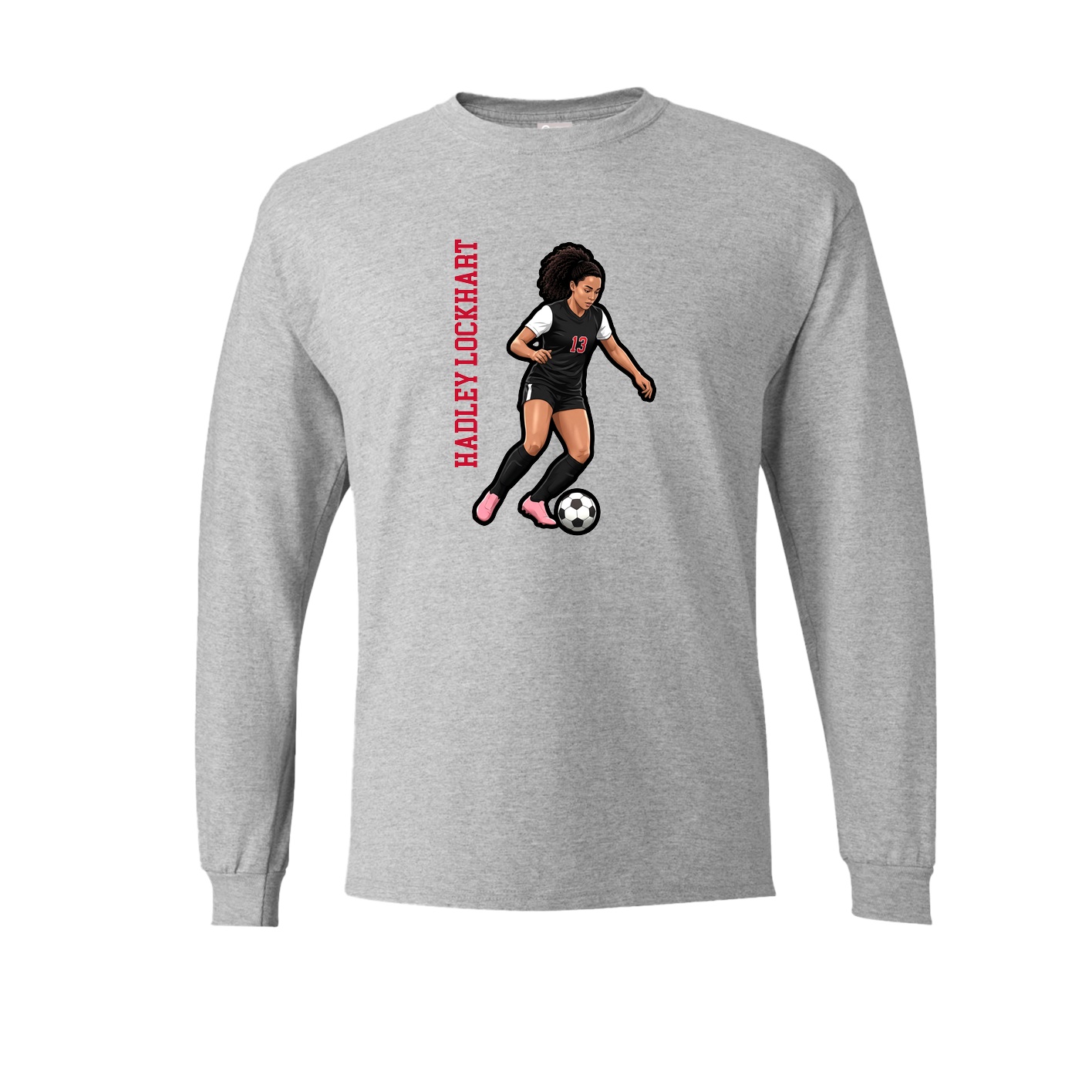 Long Sleeve Tee — Name Vertical in Grey