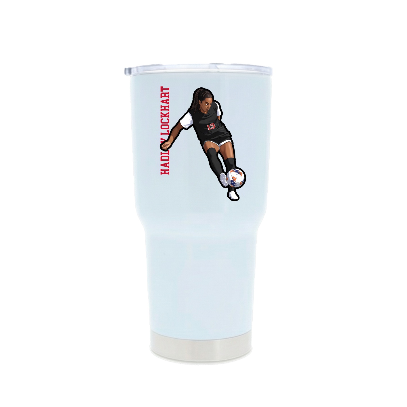 30oz Stainless Steel Tumbler — Name Vertical in White
