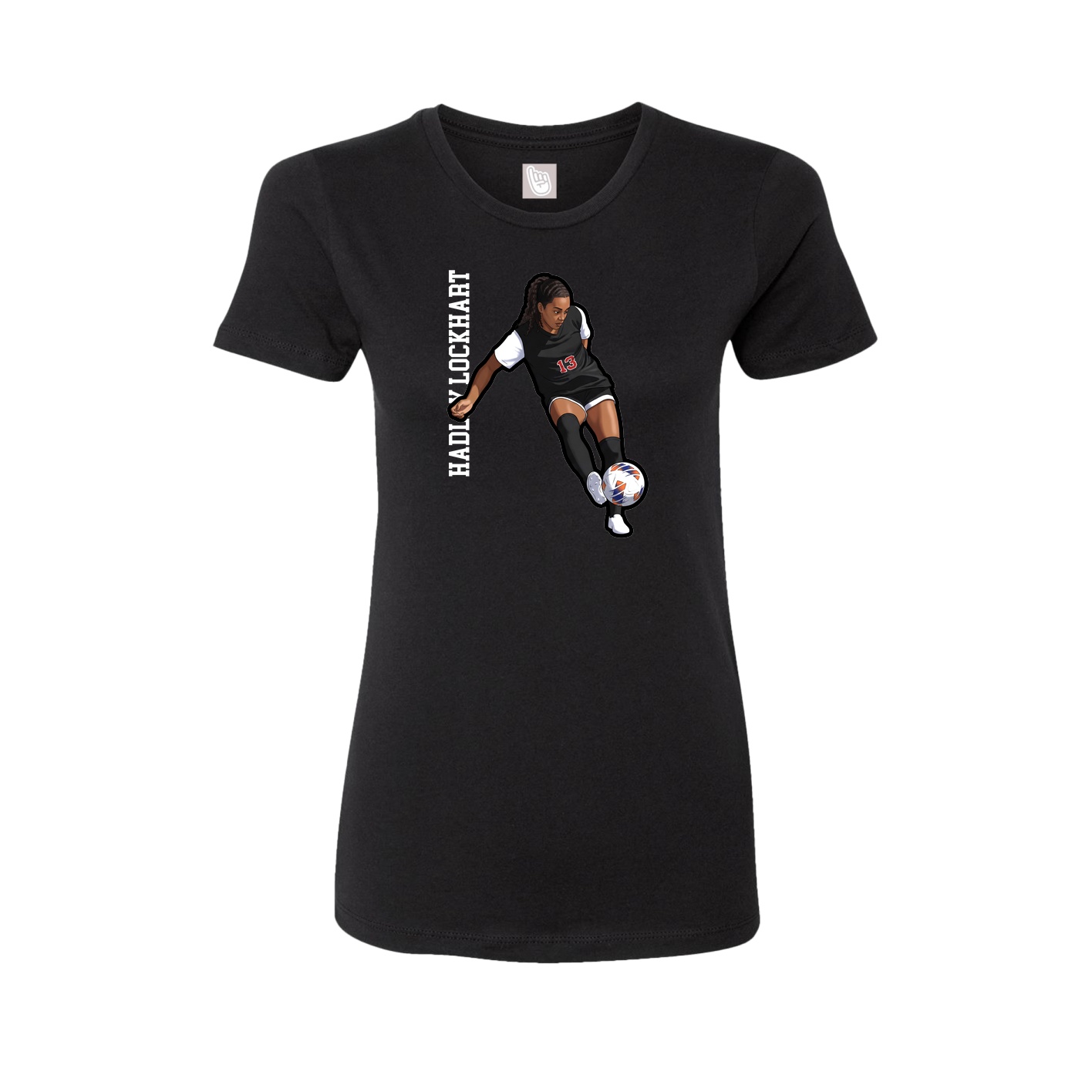 Fitted Women's Tee — Name Vertical in Black