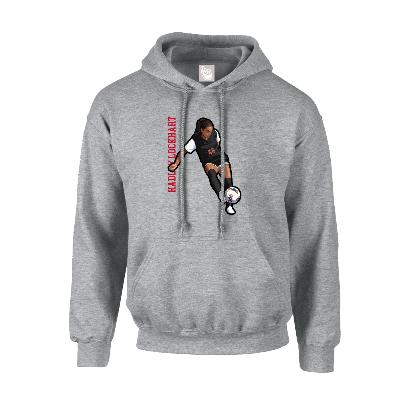 Hoodie — Name Vertical in Grey