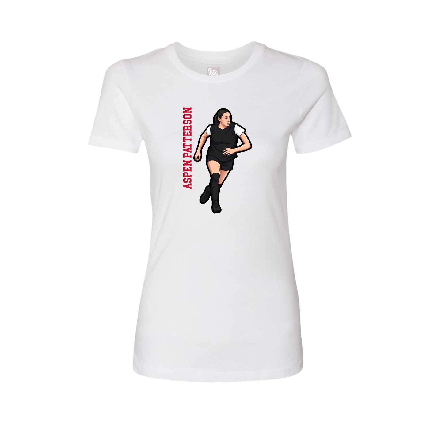 Womens Tee — Name Vertical in White