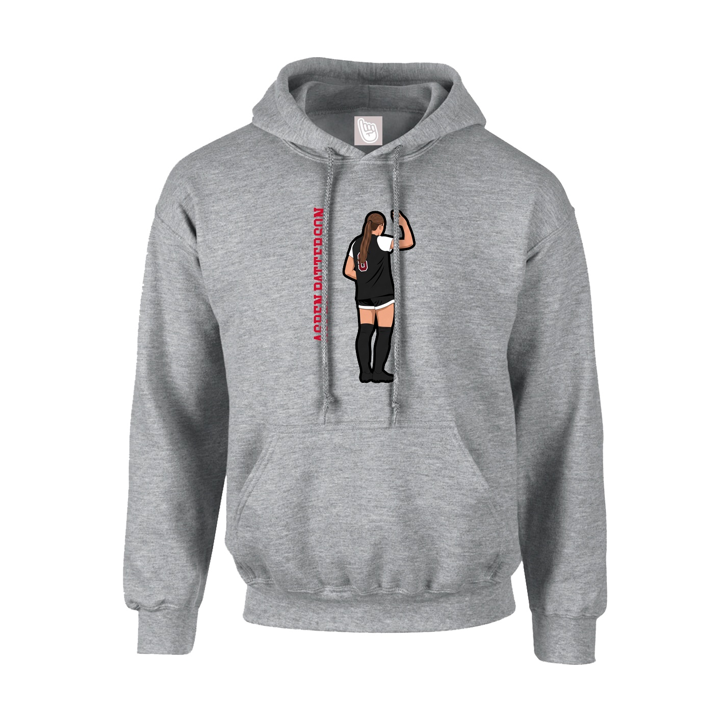 Youth Hoodie — Name Vertical in Grey