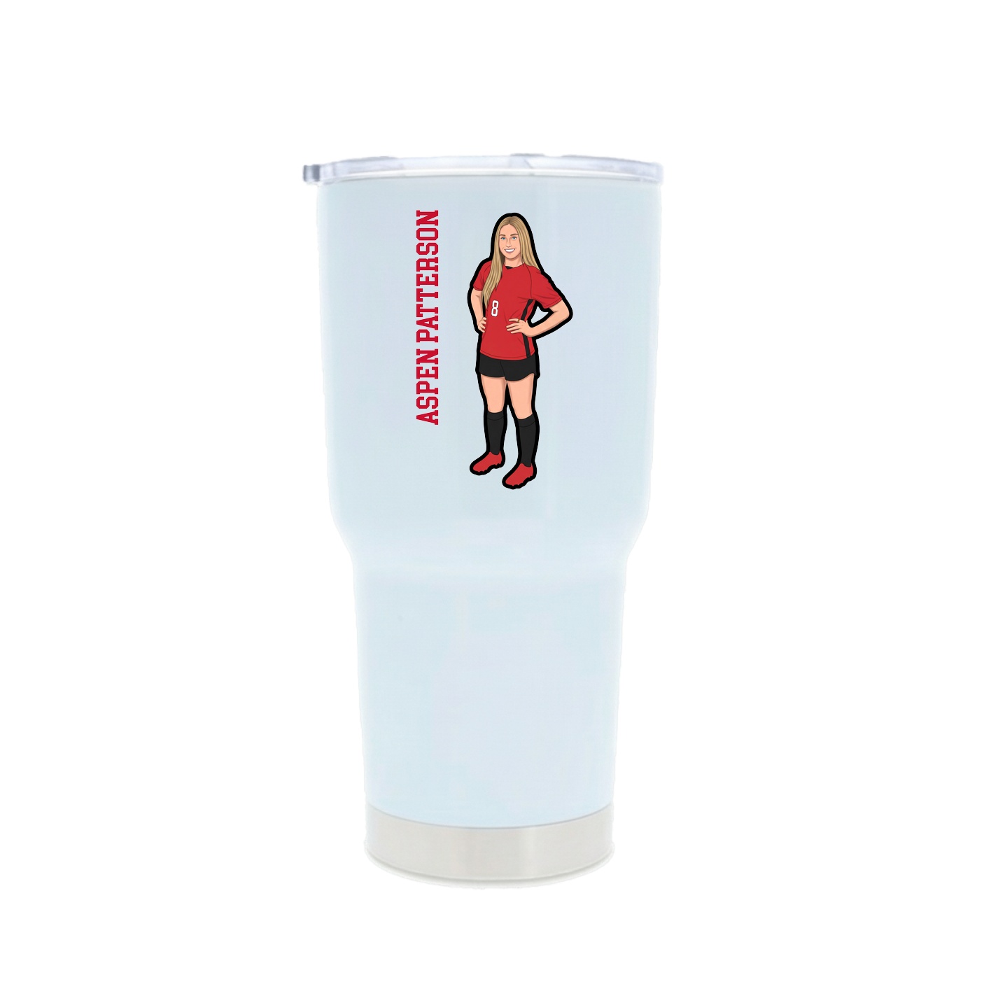 30oz Stainless Steel Tumbler — Name Vertical in White
