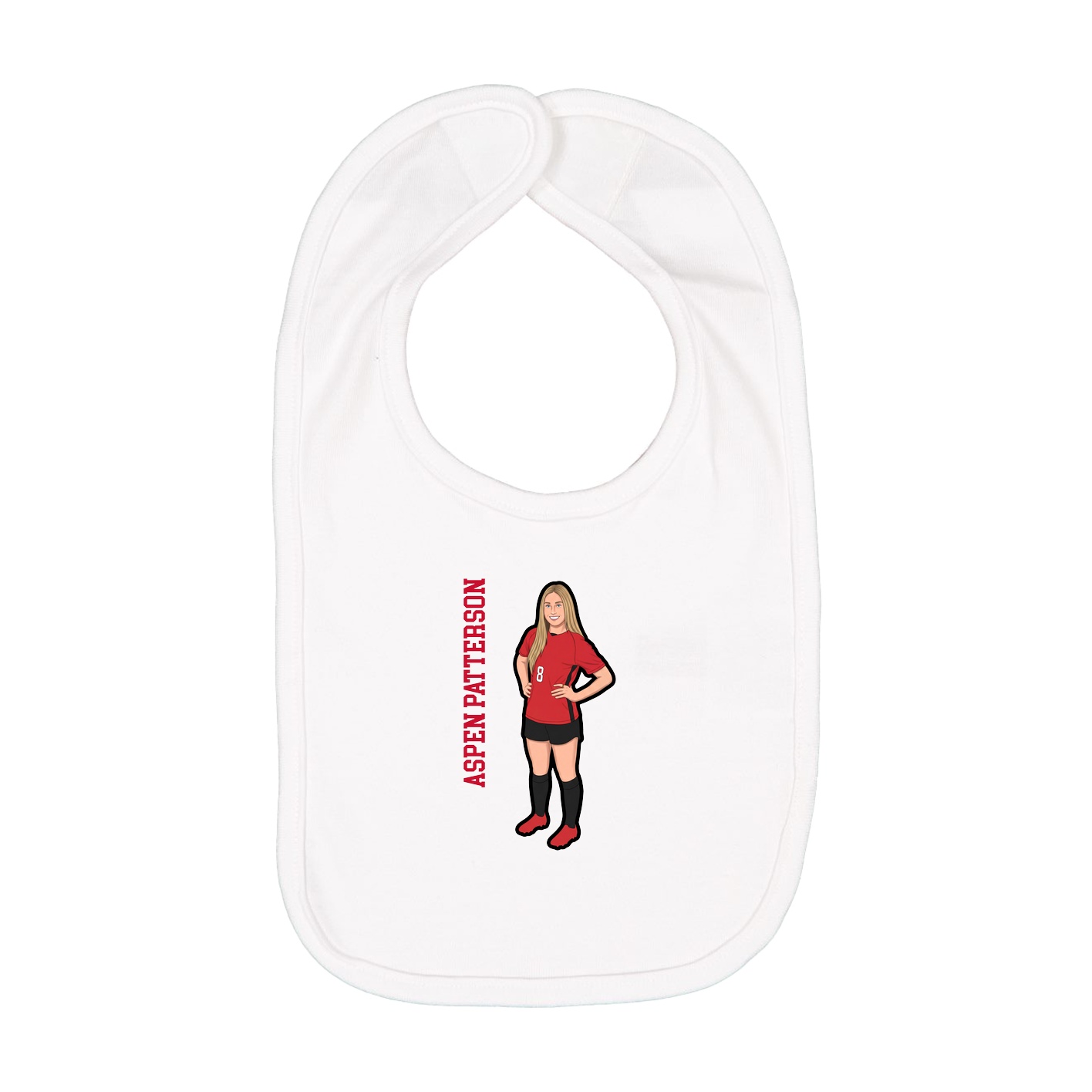 Infant Bib — Name Vertical in White
