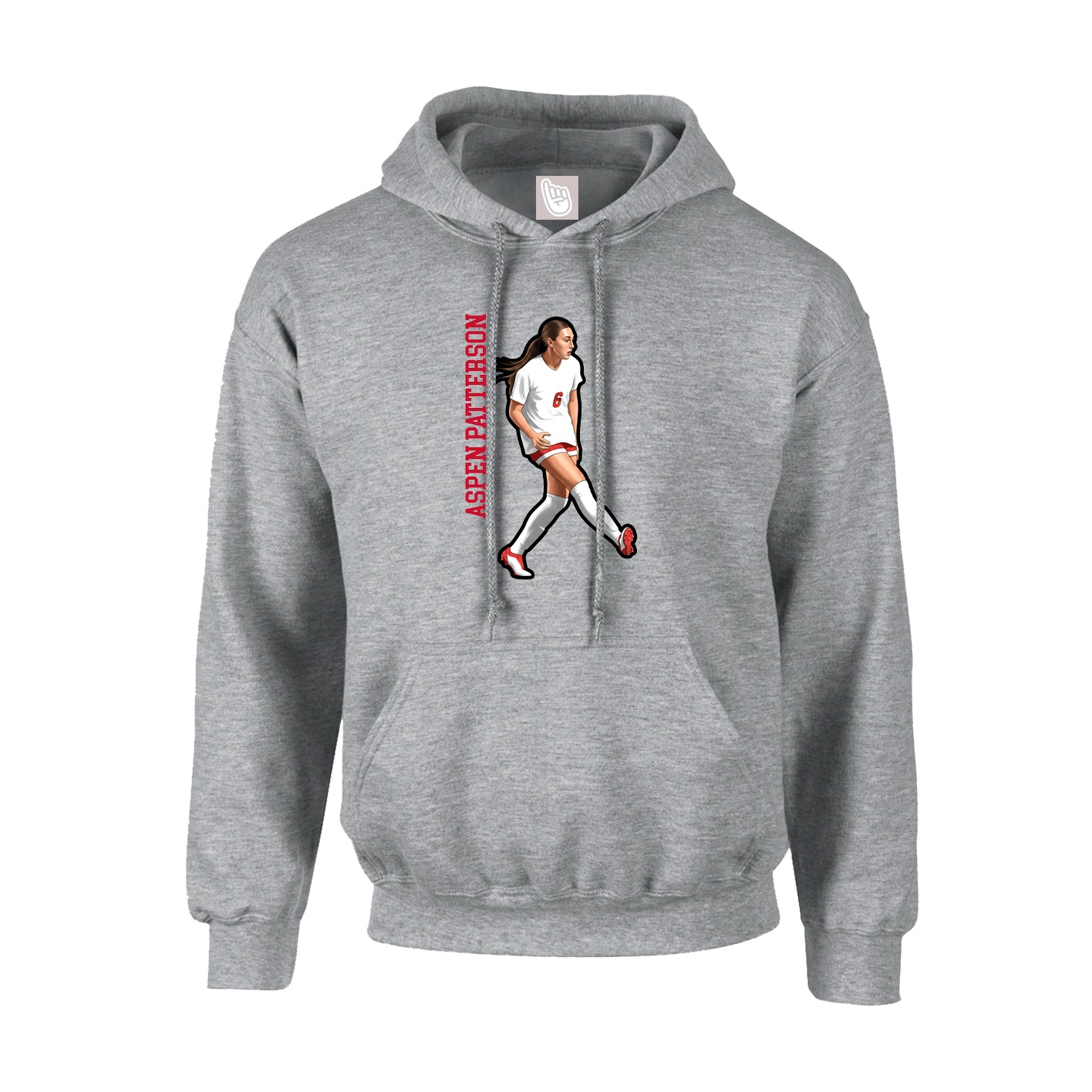 Hoodie — Name Vertical in Grey