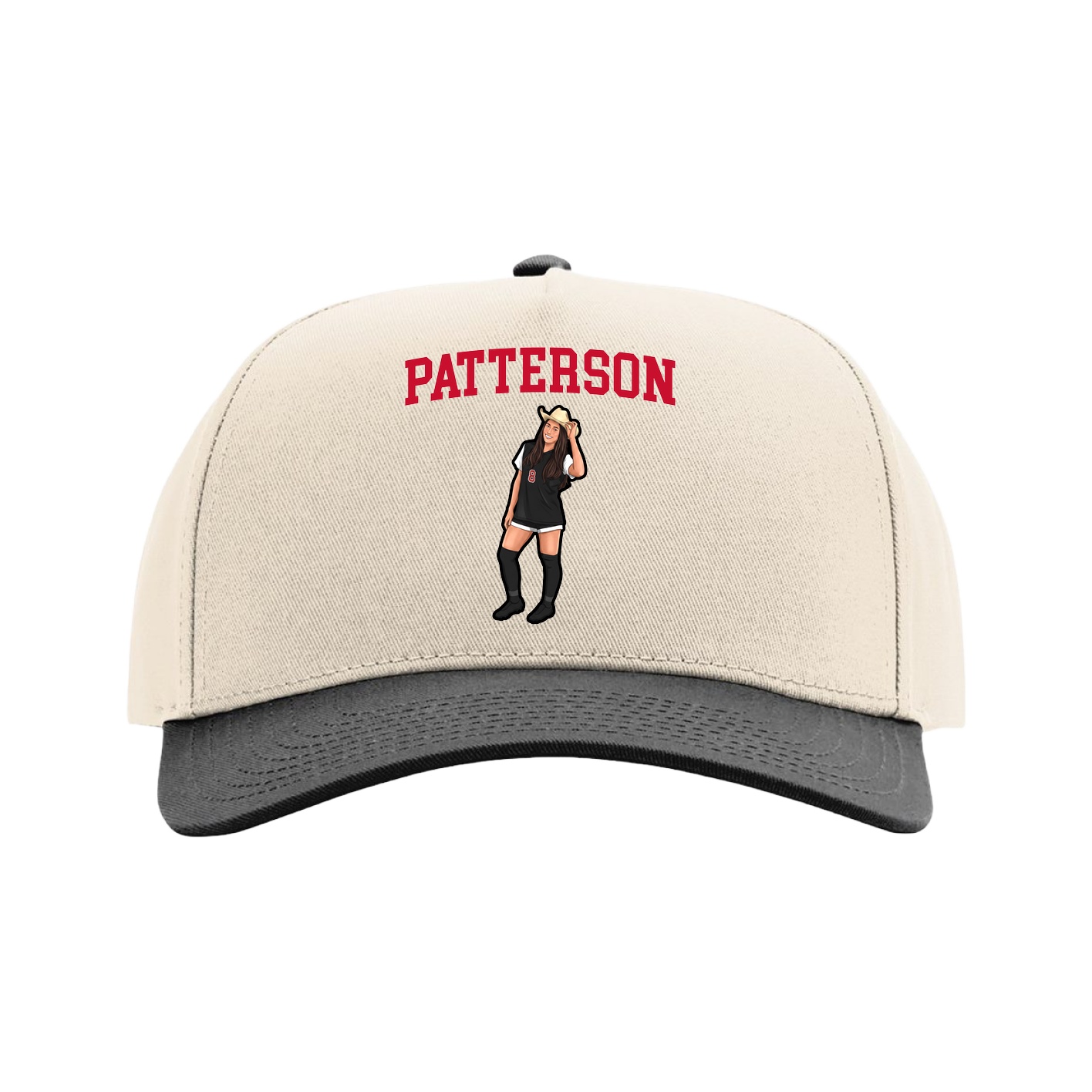Full Fabric Five-Panel Champ Cap — Shirsey in Cream/Black