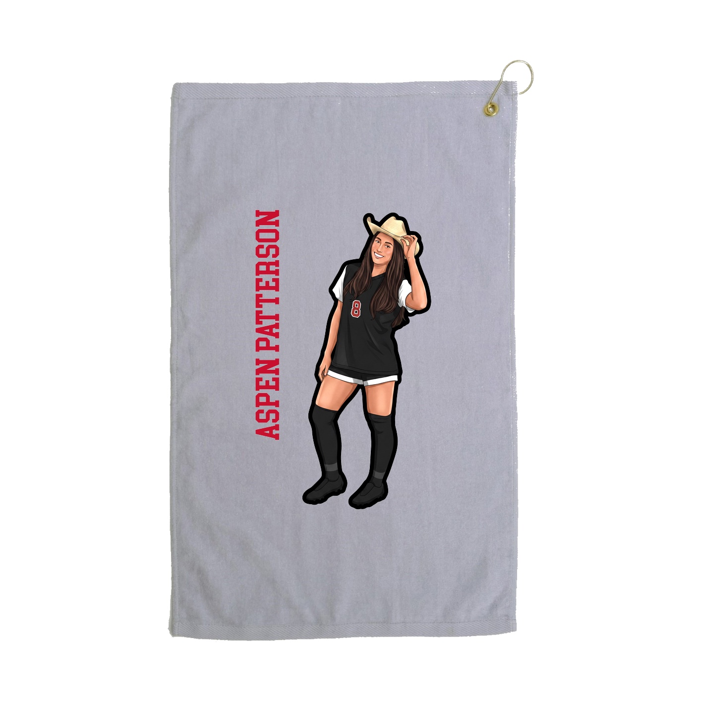 Golf Towel — Name Vertical in Grey