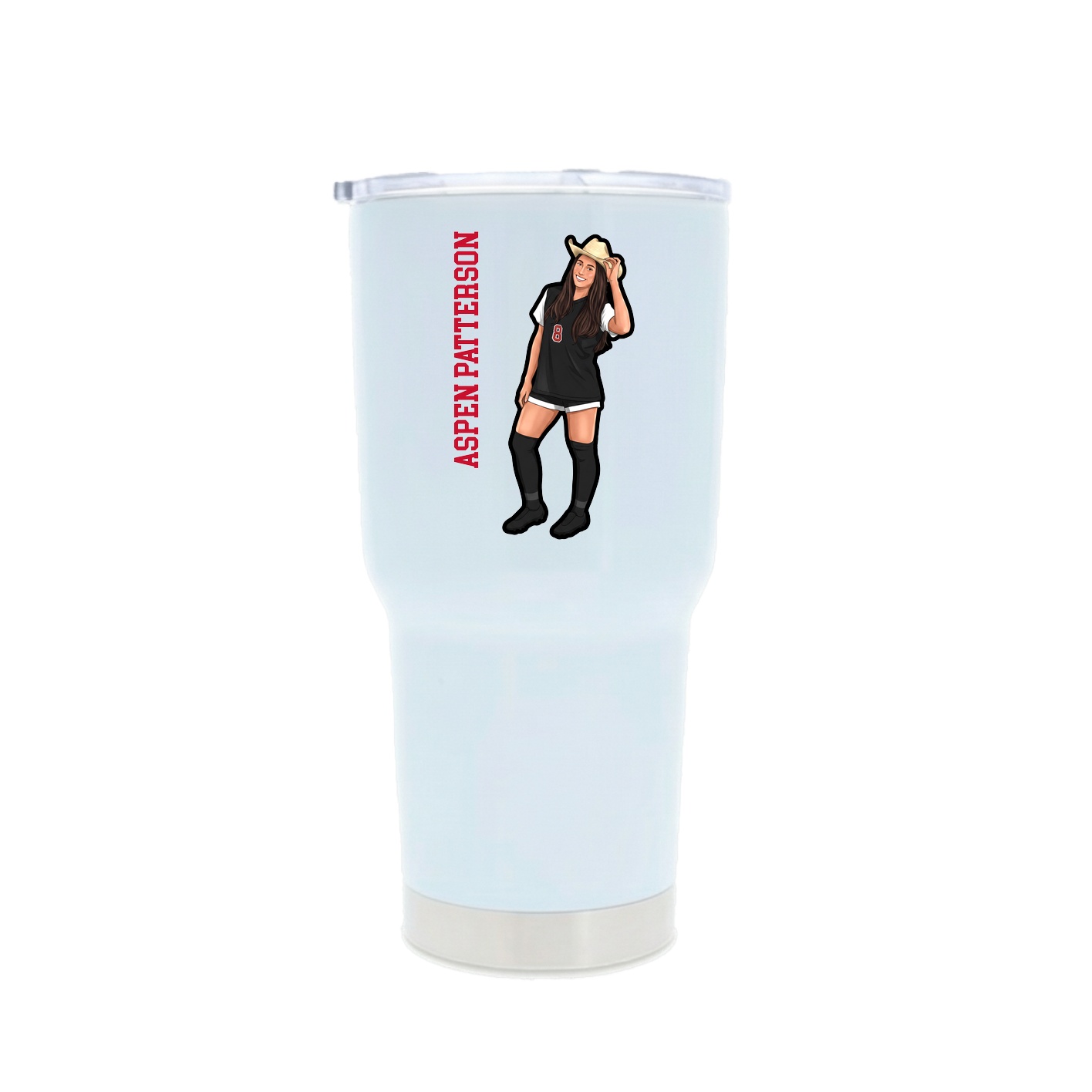 30oz Stainless Steel Tumbler — Name Vertical in White