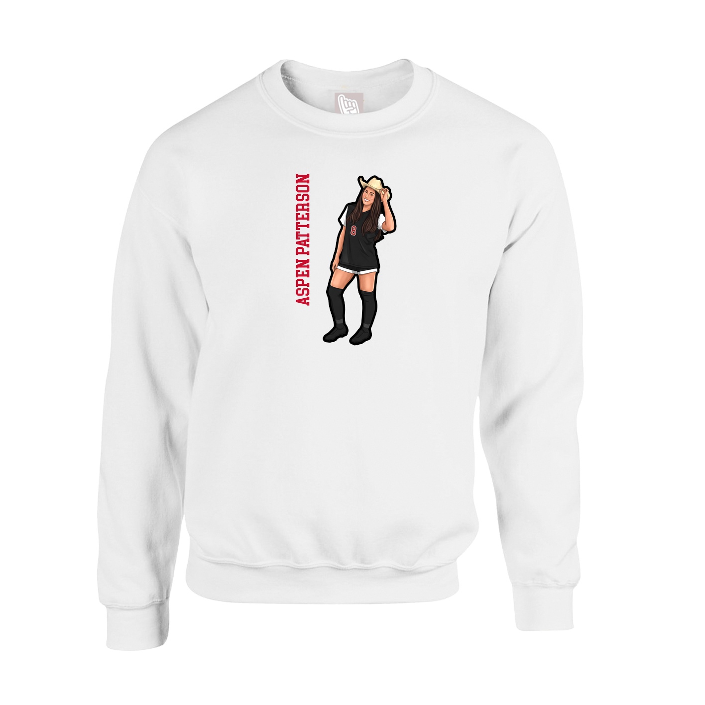 Fleece Crew — Name Vertical in White