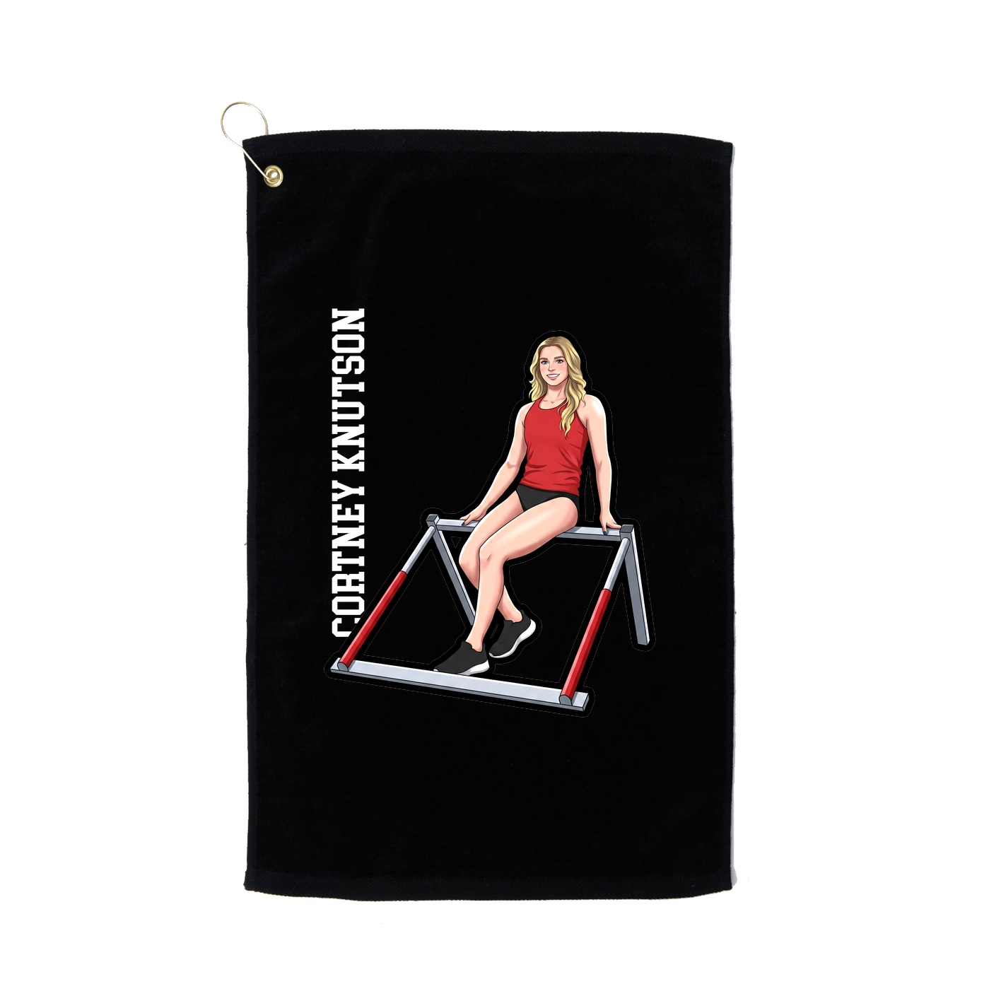 Golf Towel — Name Vertical in Black