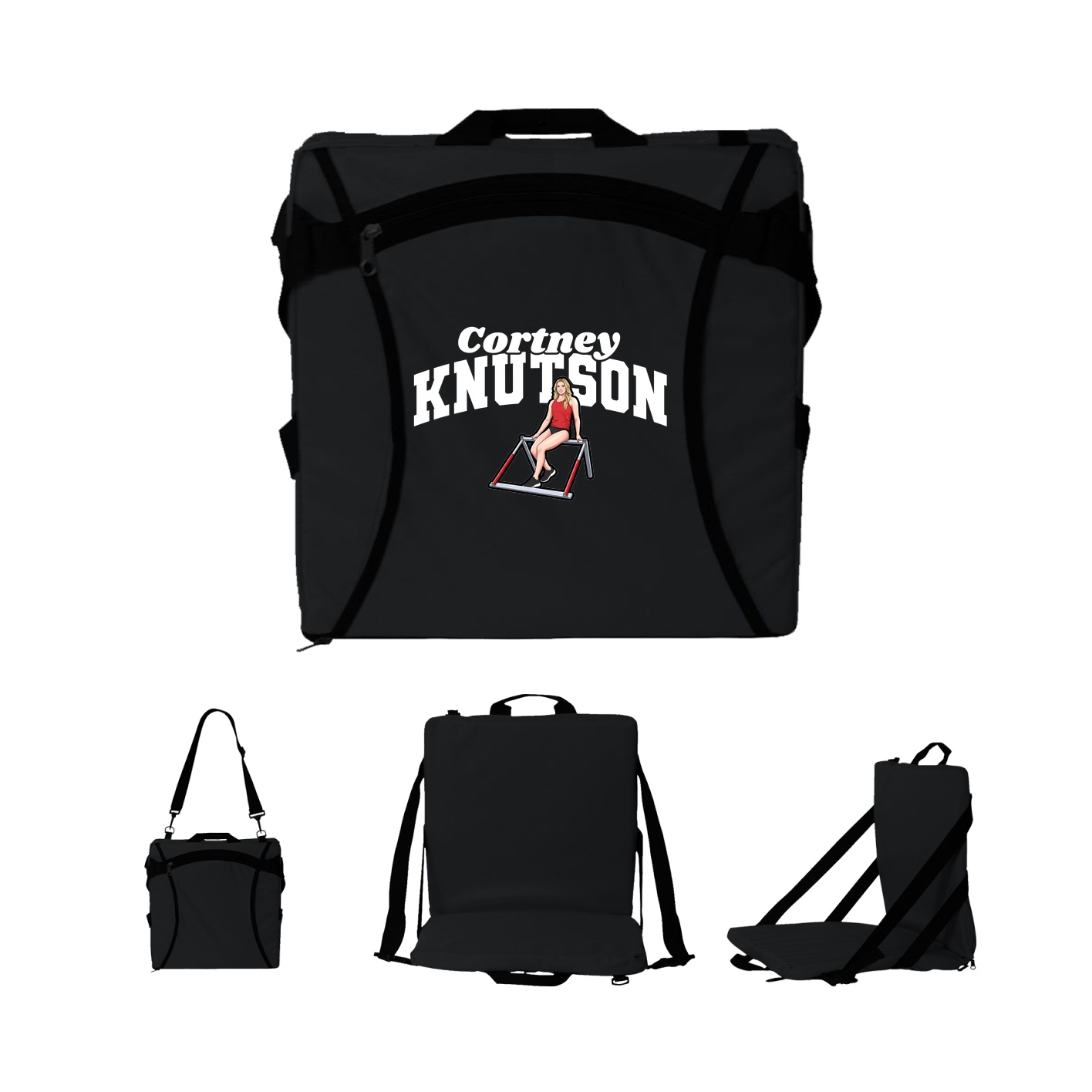 Folding Stadium Seat — Signature Arch in Black