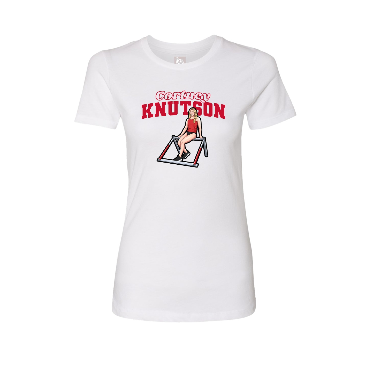 Fitted Women's Tee — Name Arch in White