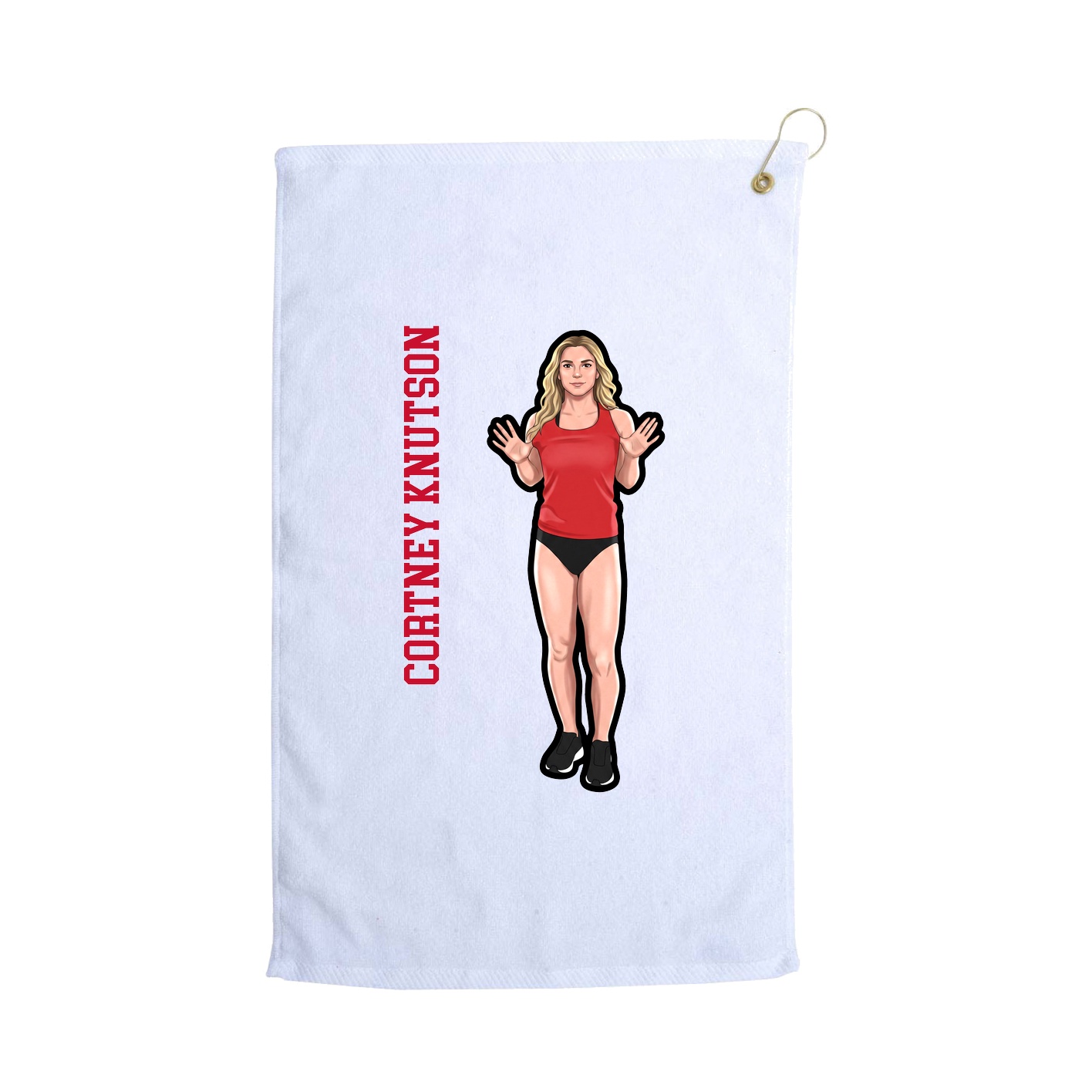 Golf Towel — Name Vertical in White