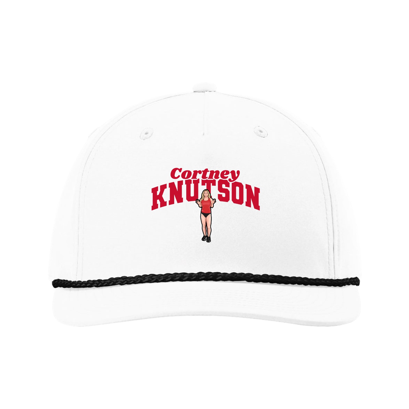 Five-Panel Classic Rope Cap — Signature Arch in White