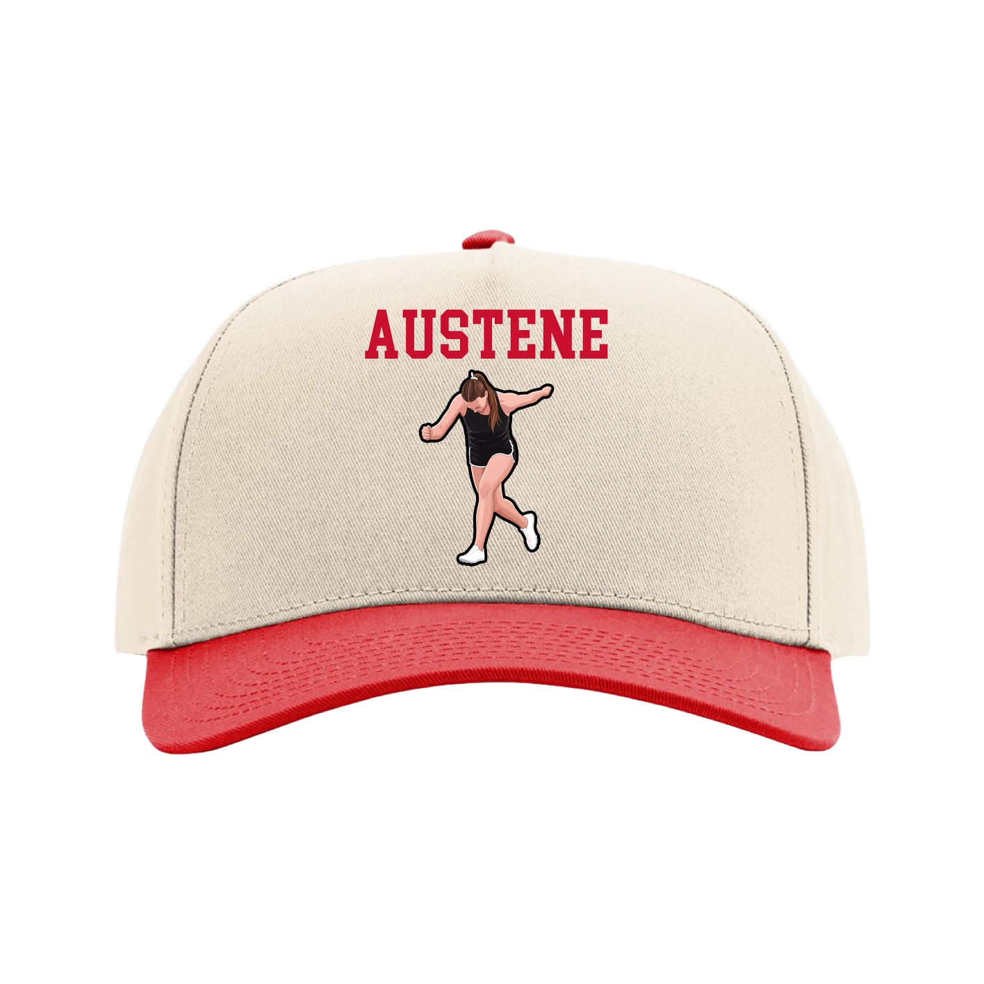 Full Fabric Five-Panel Champ Cap — Shirsey in Cream/Red