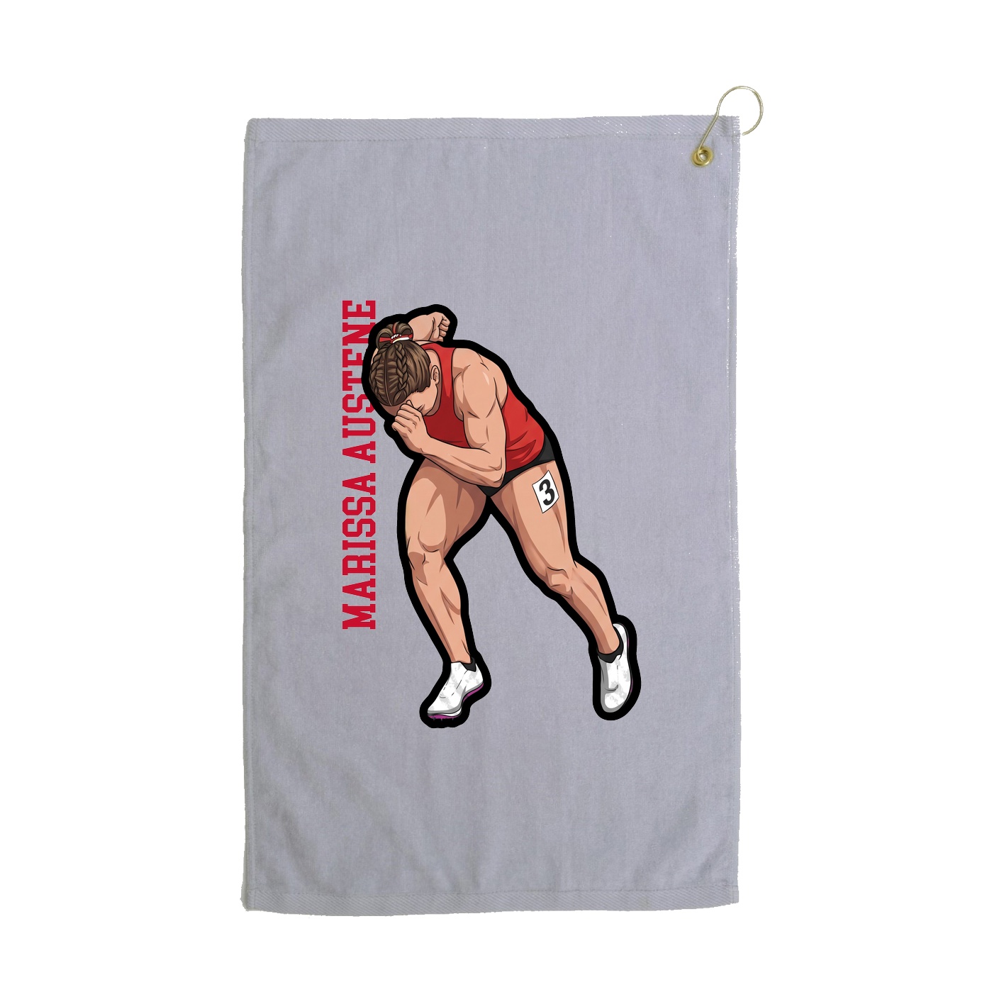 Golf Towel — Name Vertical in Grey